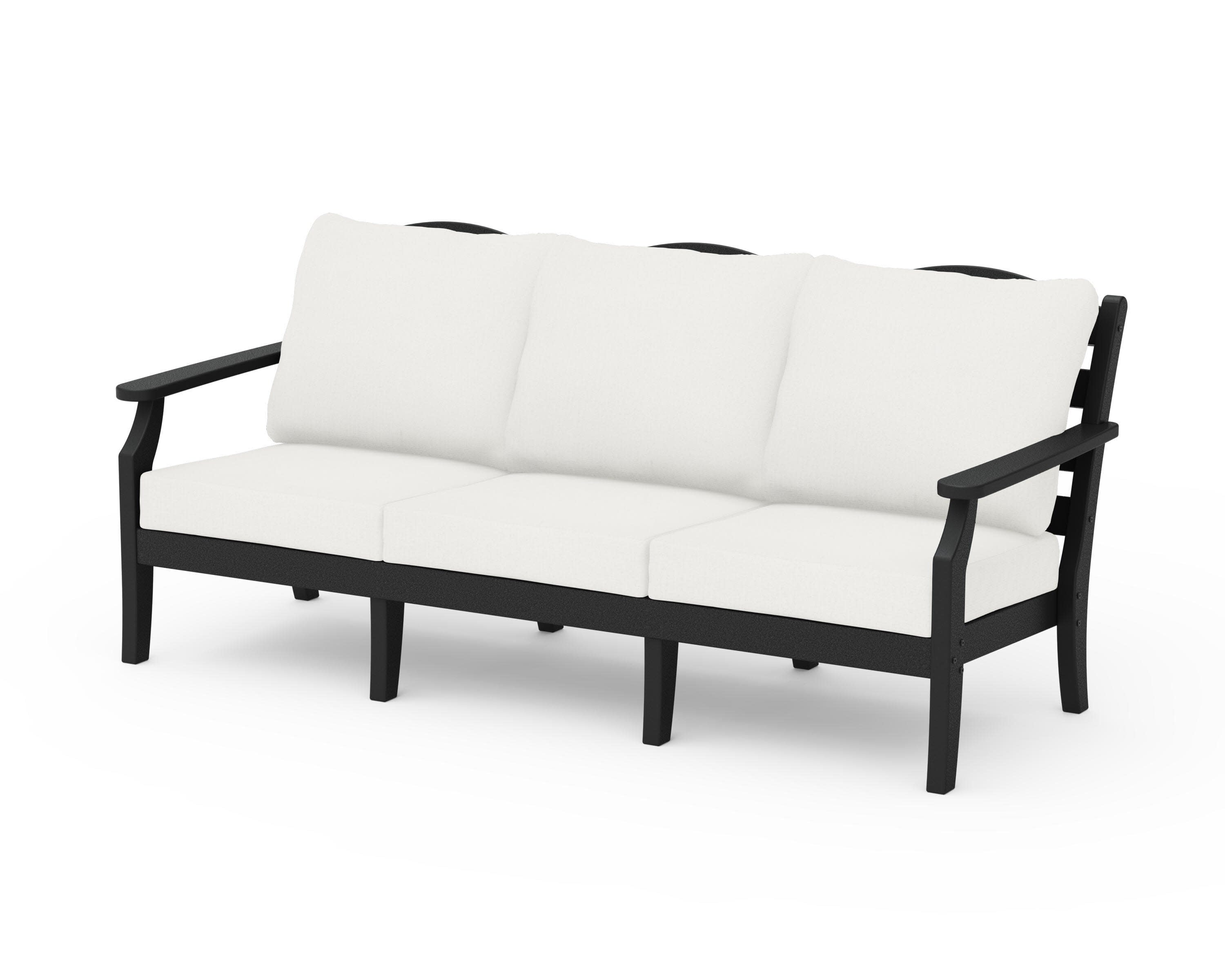Savannah Deep Seating Sofa in Black / Natural Linen