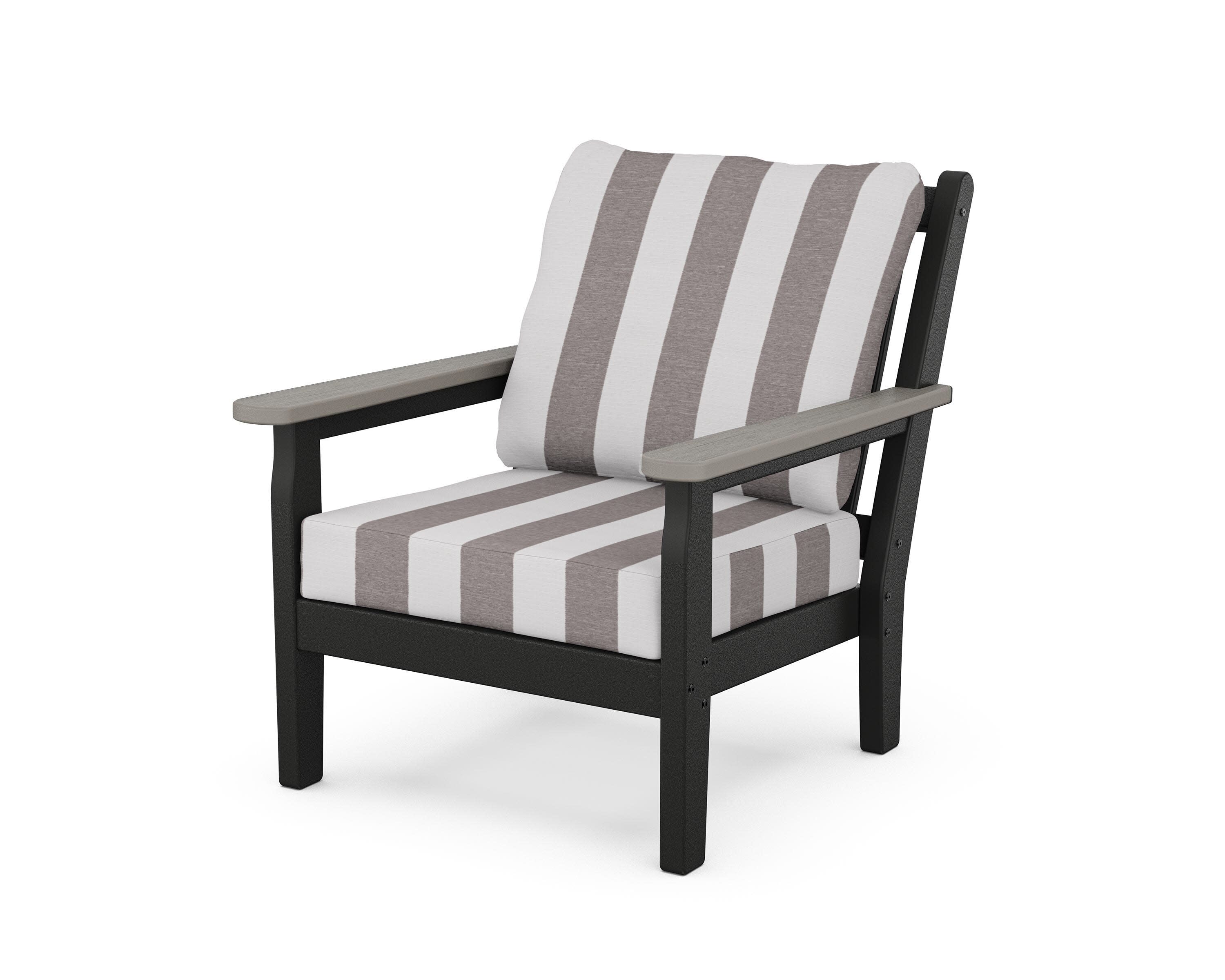 Chippendale Deep Seating Chair in Black / Driftwood / Cabana Stripe Grey Mist