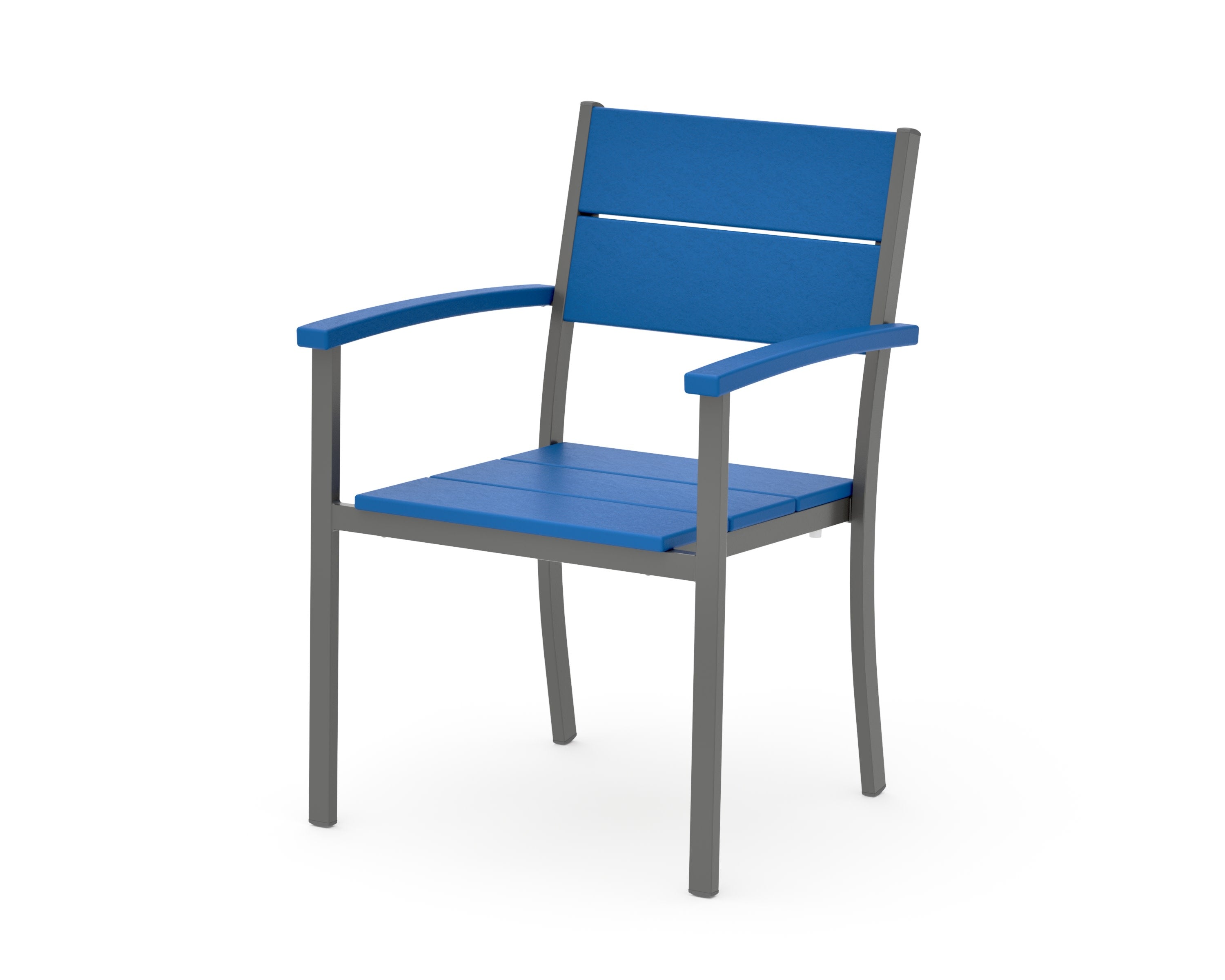 Main Street Stacking Dining Arm Chair in Charcoal / Pacific Blue