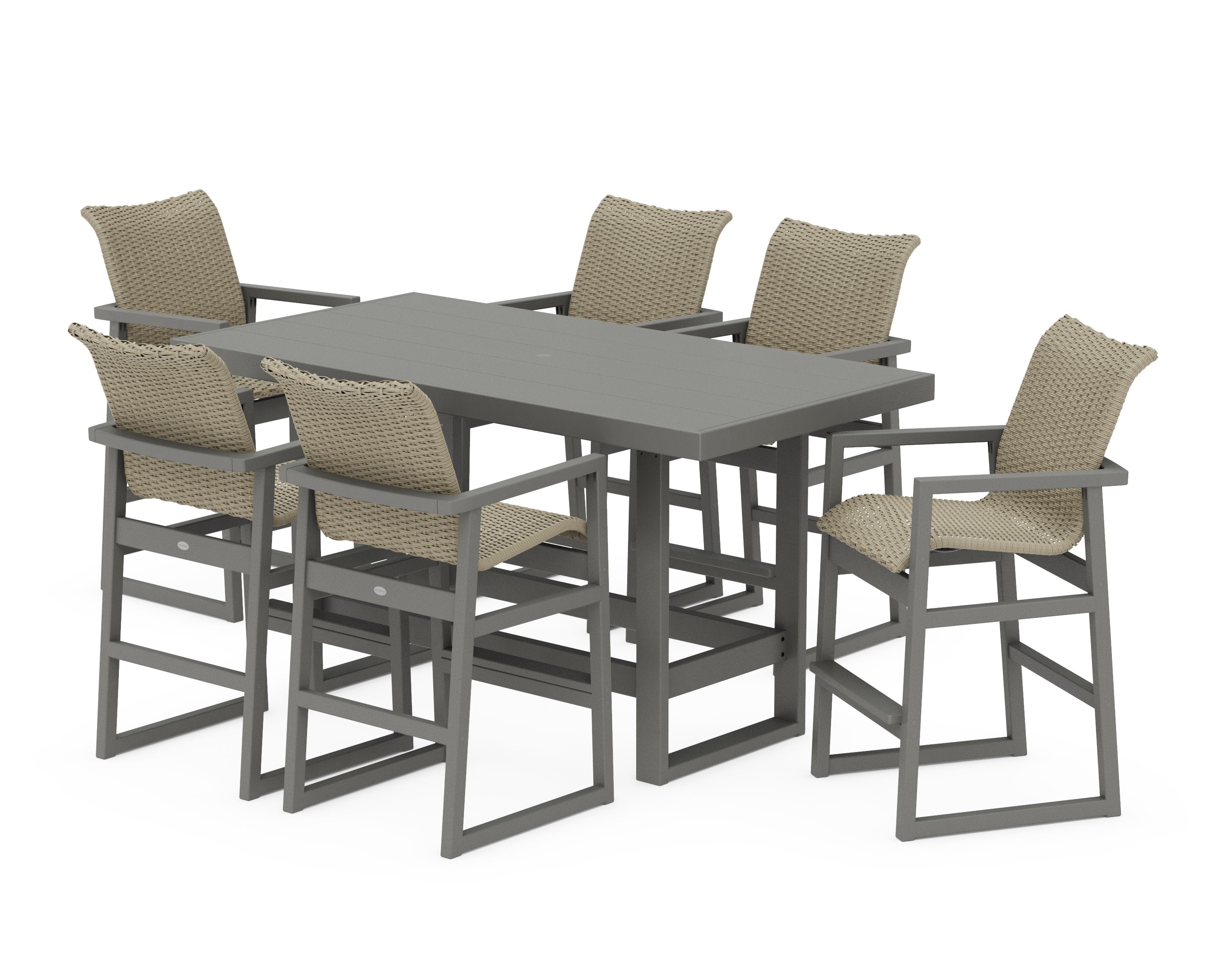 EDGE Woven Arm Chair 7-Piece Bar Set