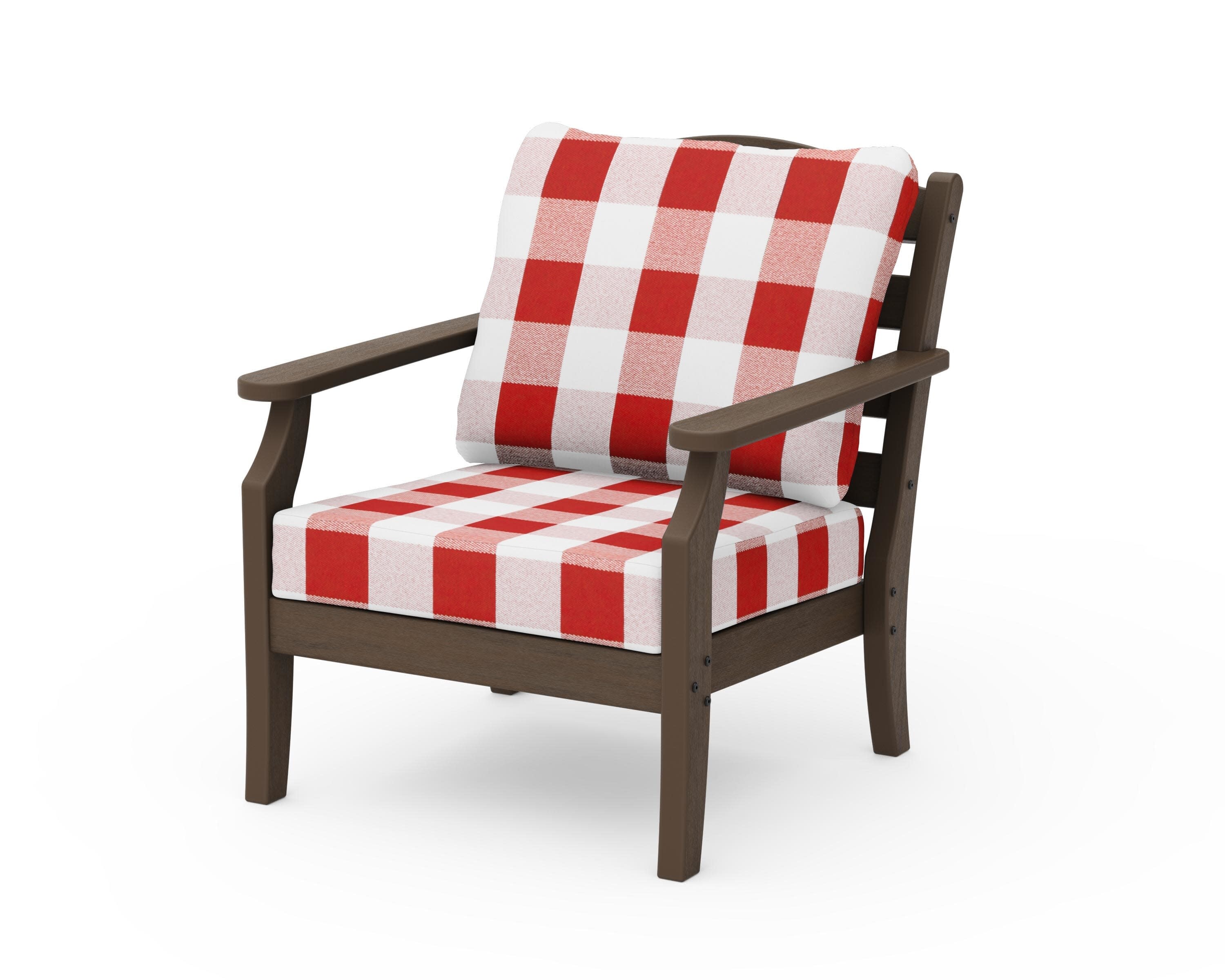Savannah Deep Seating Chair in Kona / Buffalo Plaid Crimson