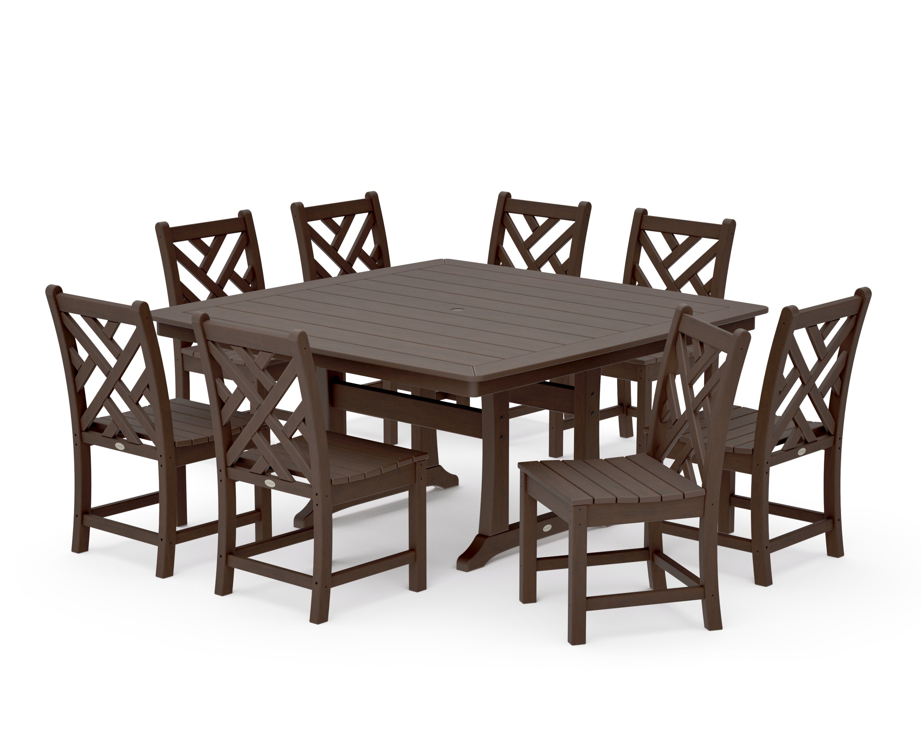 Chippendale 9-Piece Nautical Trestle Dining Set in Kona