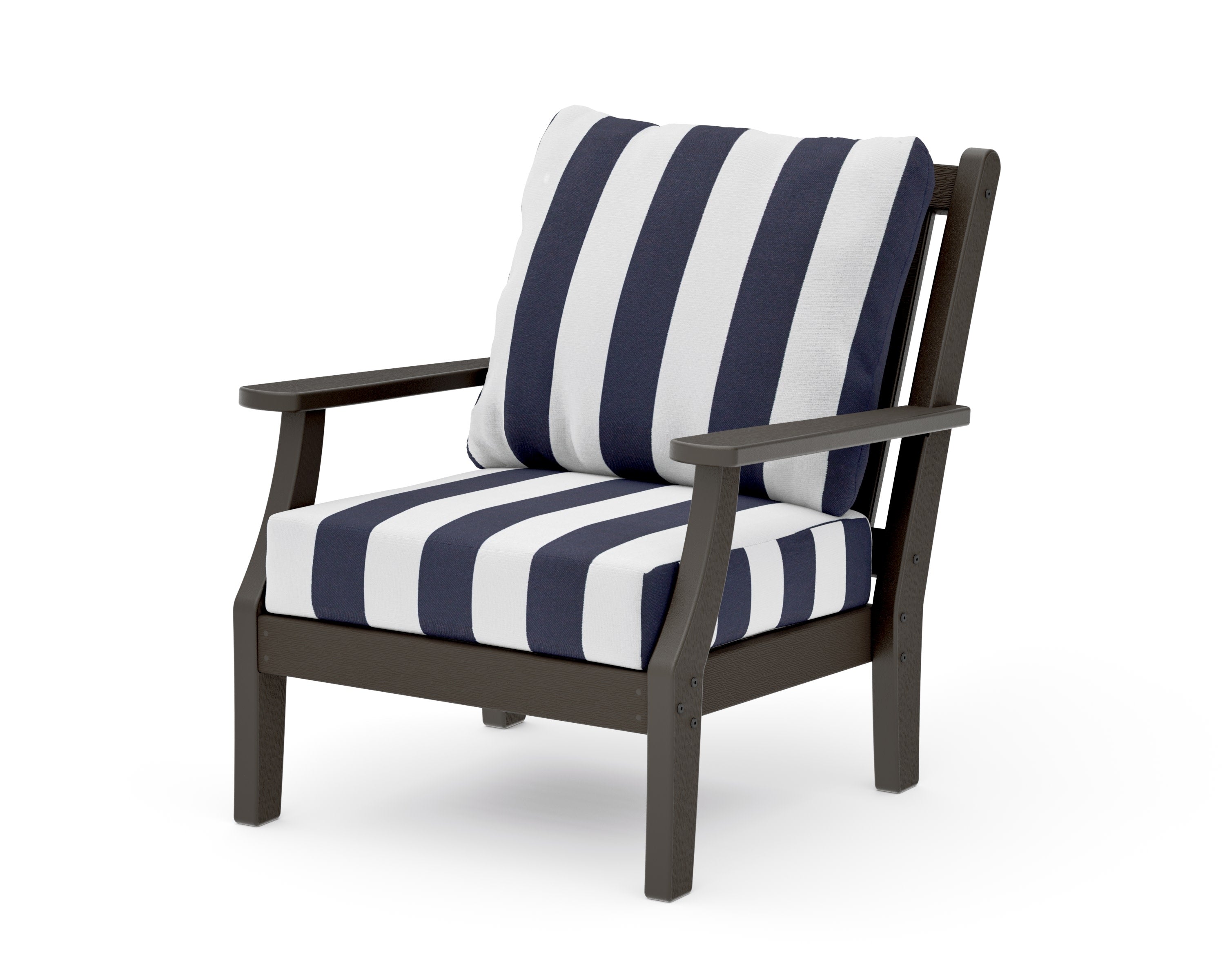 Wovendale Deep Seating Chair in Vintage Coffee / Cabana Stripe Navy