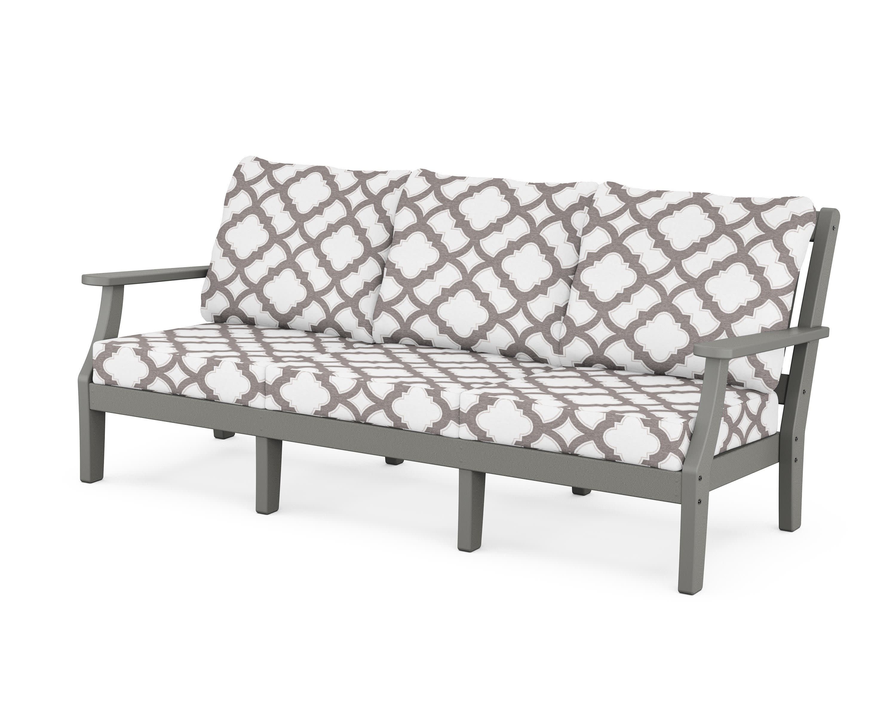 Chinoiserie Deep Seating Sofa in Slate Grey / Trellis Grey Mist