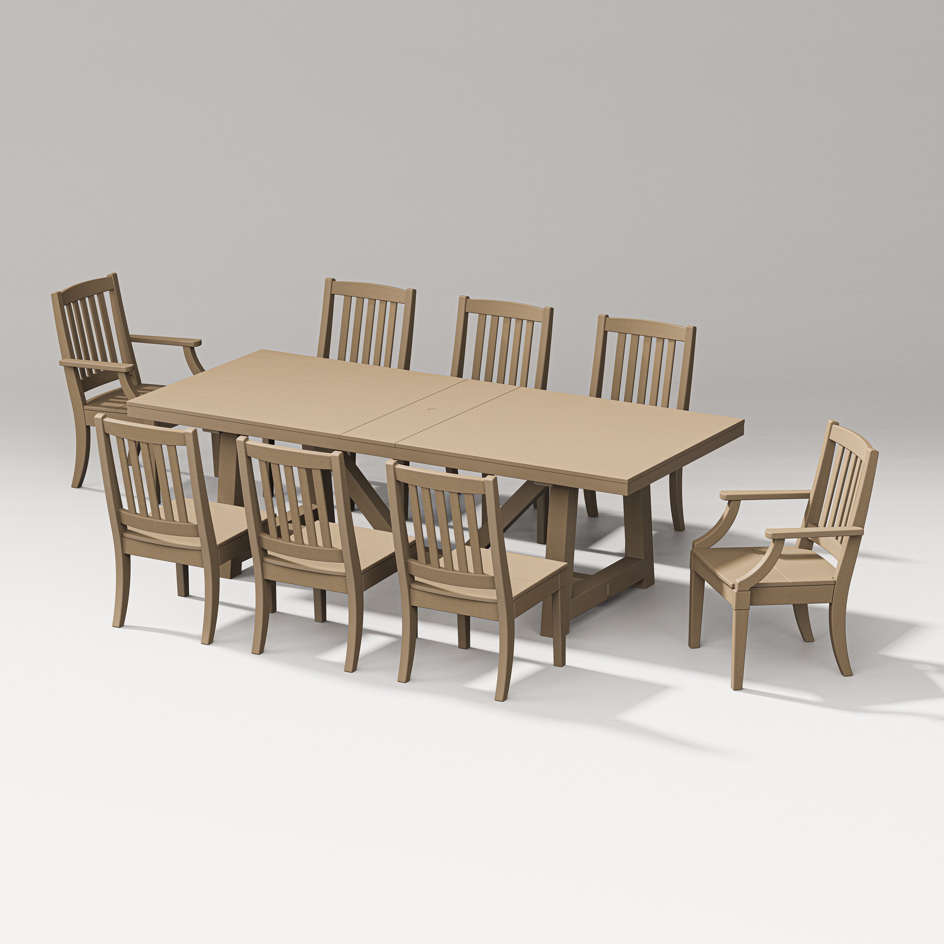 Estate 9-Piece A-Frame Table Dining Set in Vintage Sahara