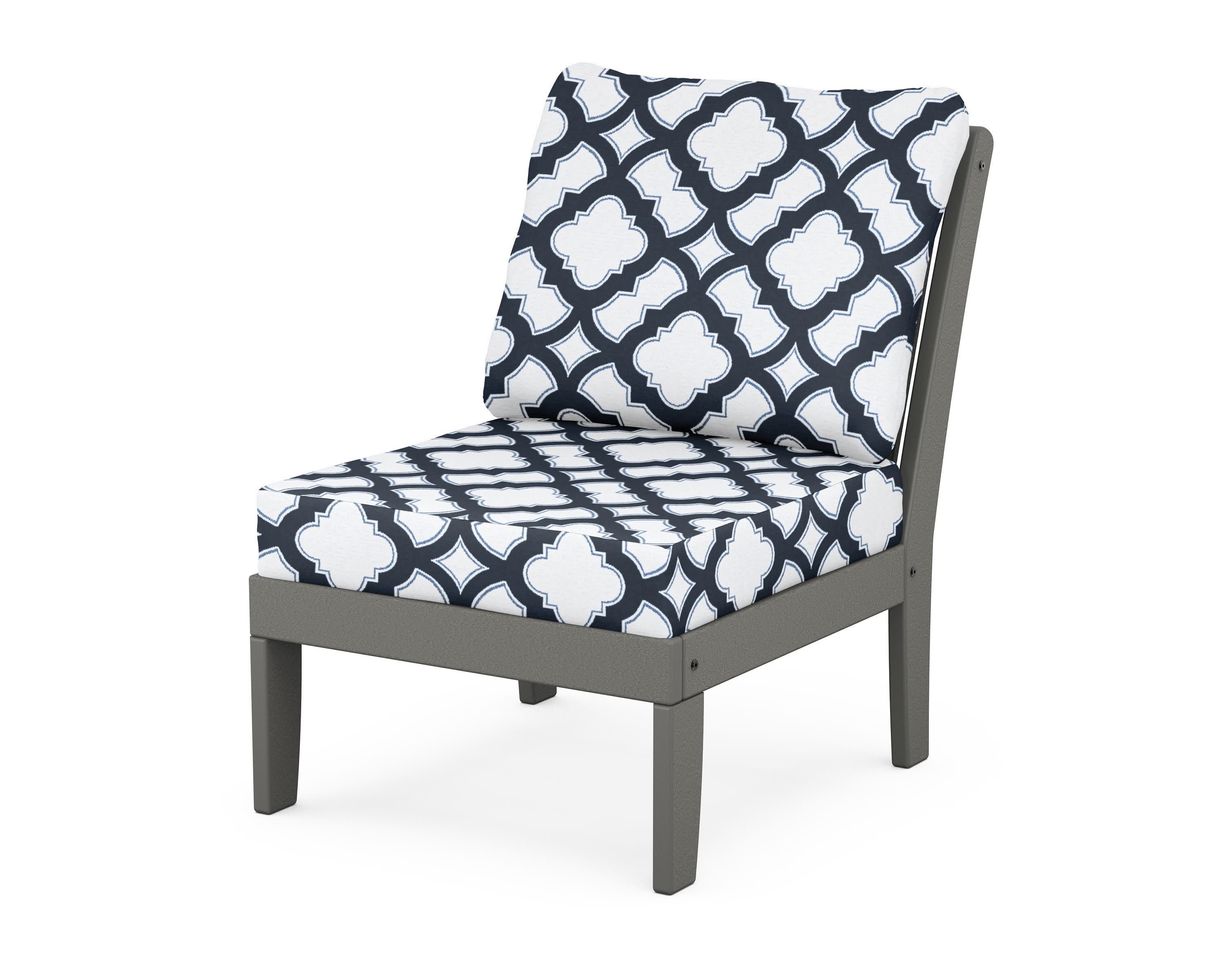 Braxton Modular Armless Chair in Slate Grey / Trellis Marine Indigo