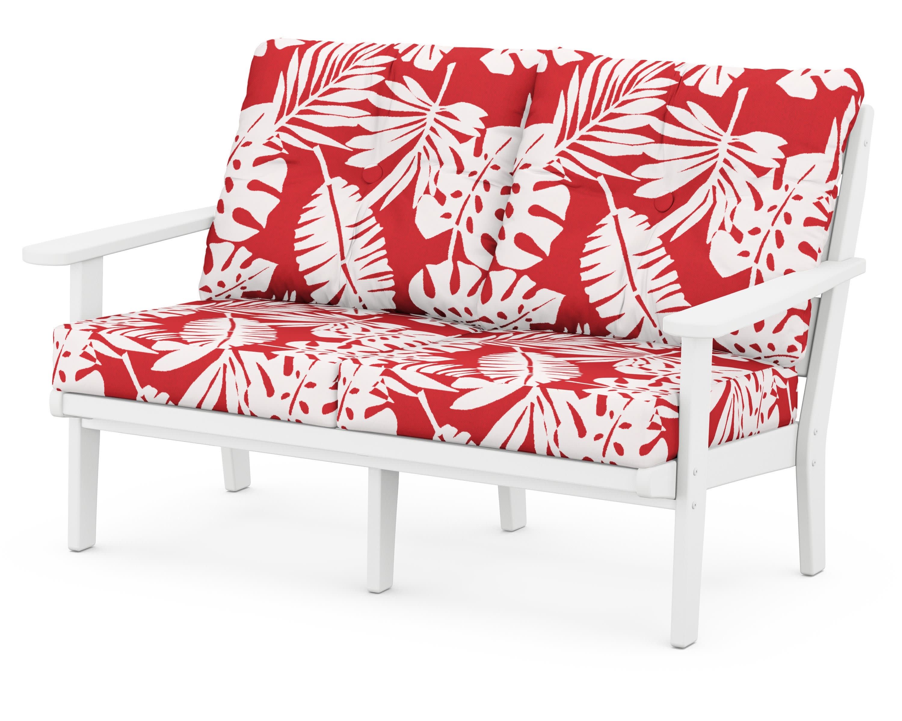 Lakeside Deep Seating Loveseat in White / Leaf Crimson