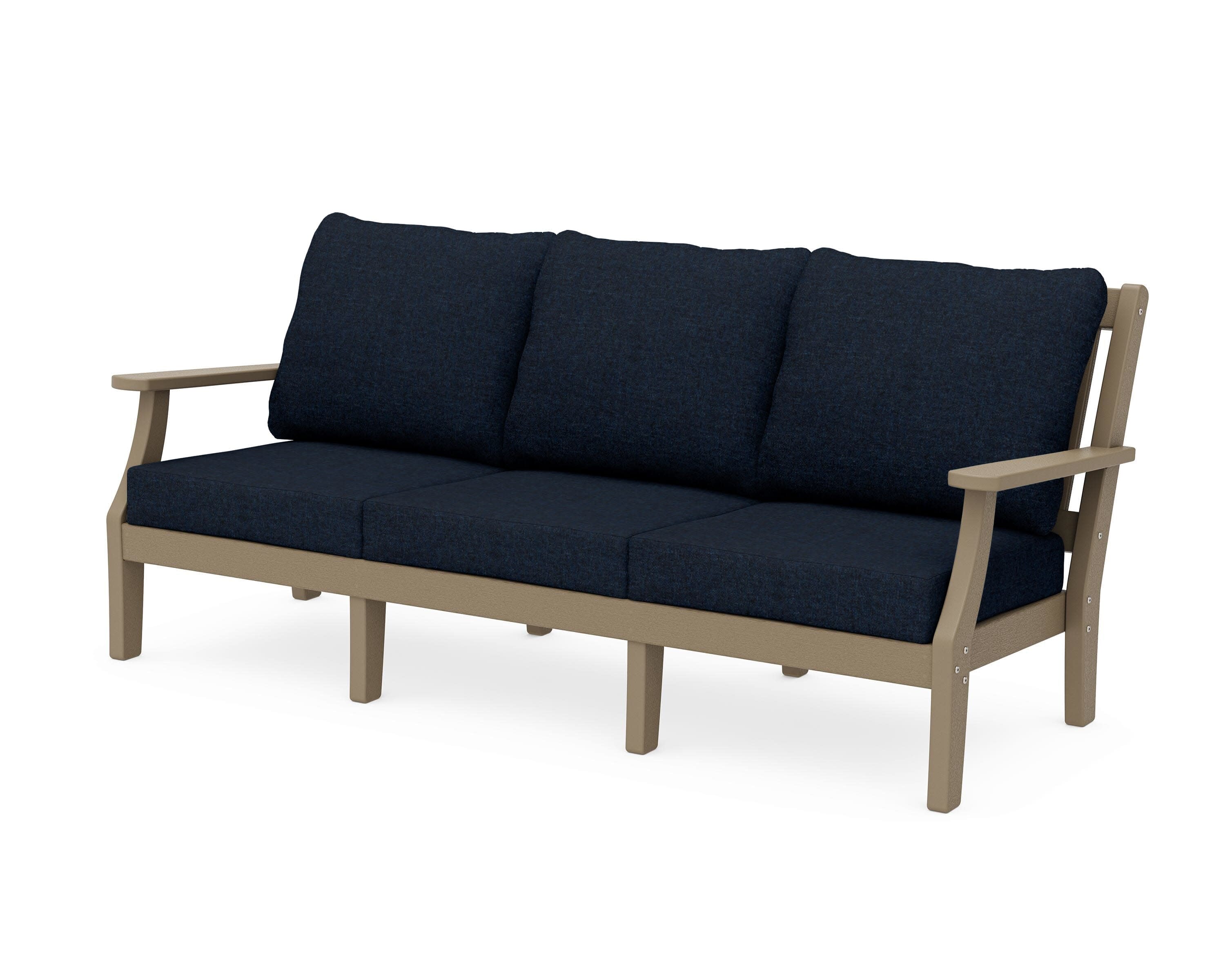 Chinoiserie Deep Seating Sofa in Vintage Sahara / Marine Indigo