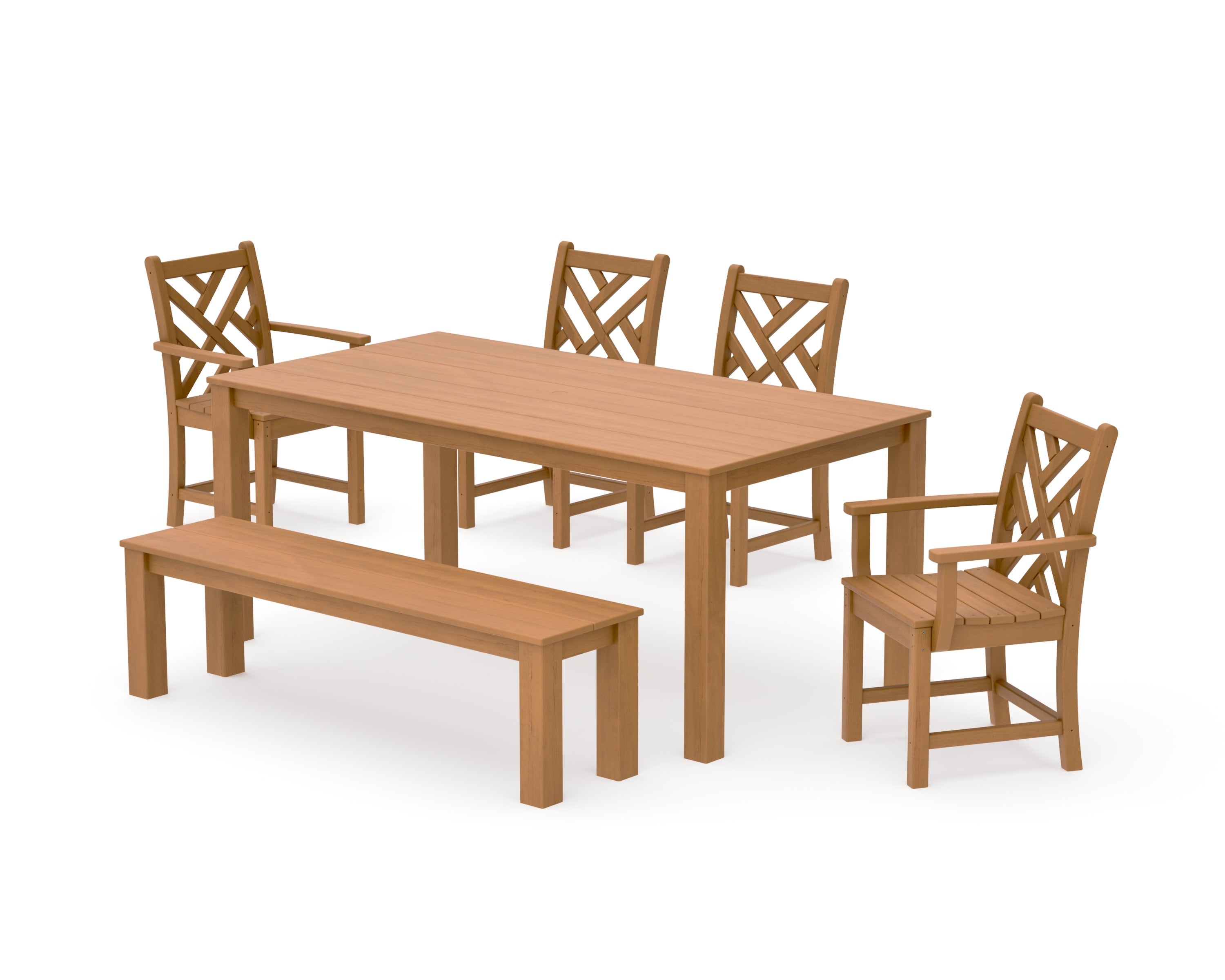Chippendale 6-Piece Parsons Dining Set with Bench in Natural