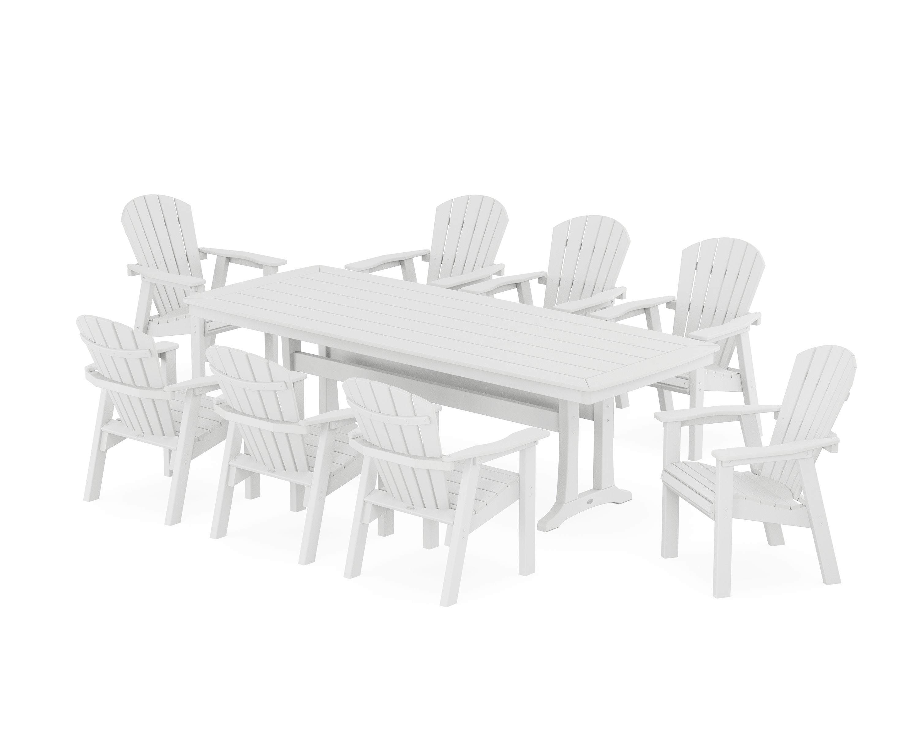Seashell 9-Piece Dining Set with Trestle Legs in White