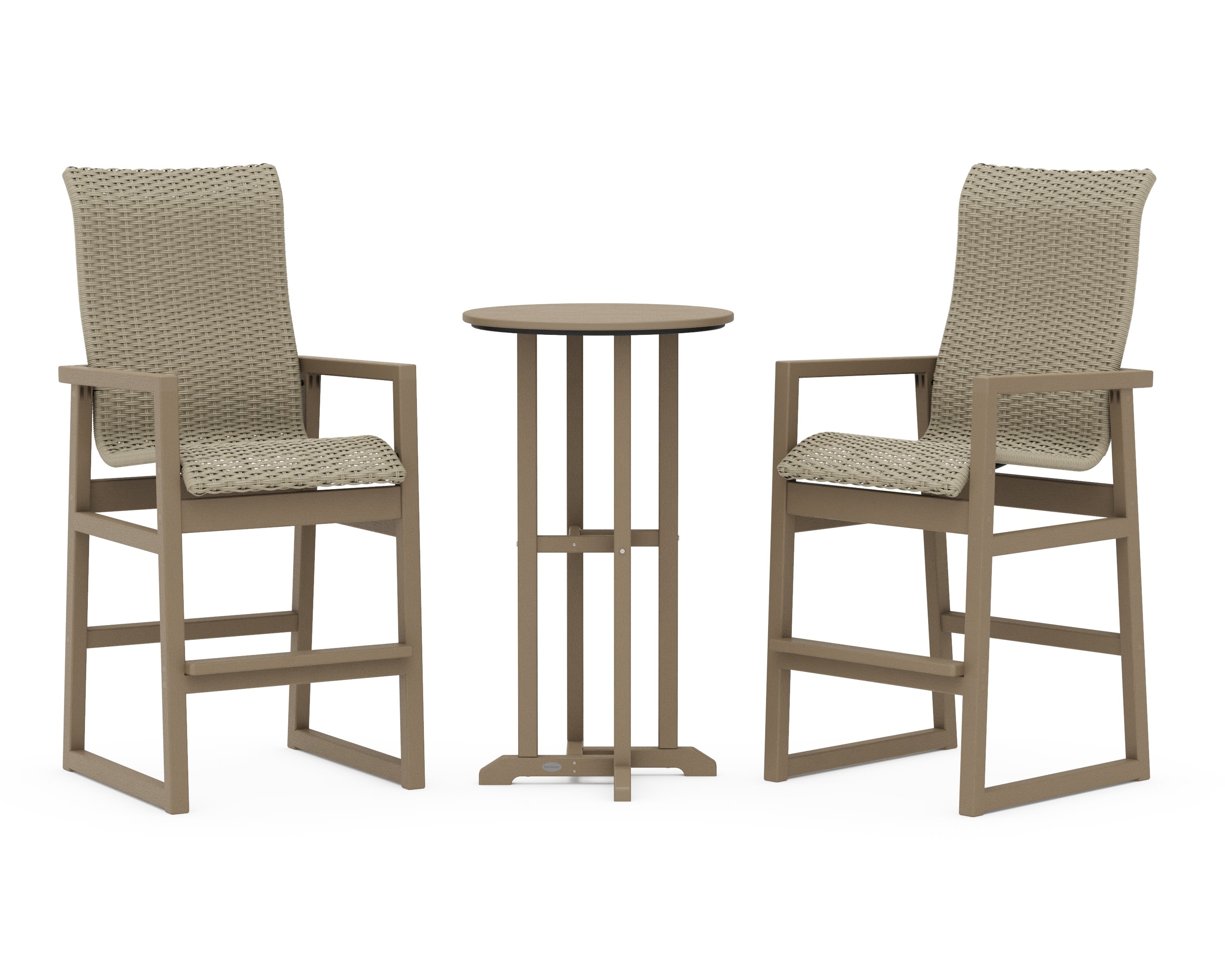 EDGE Woven Highback 3-Piece Farmhouse Bar Set in Vintage Sahara / Dune Grass