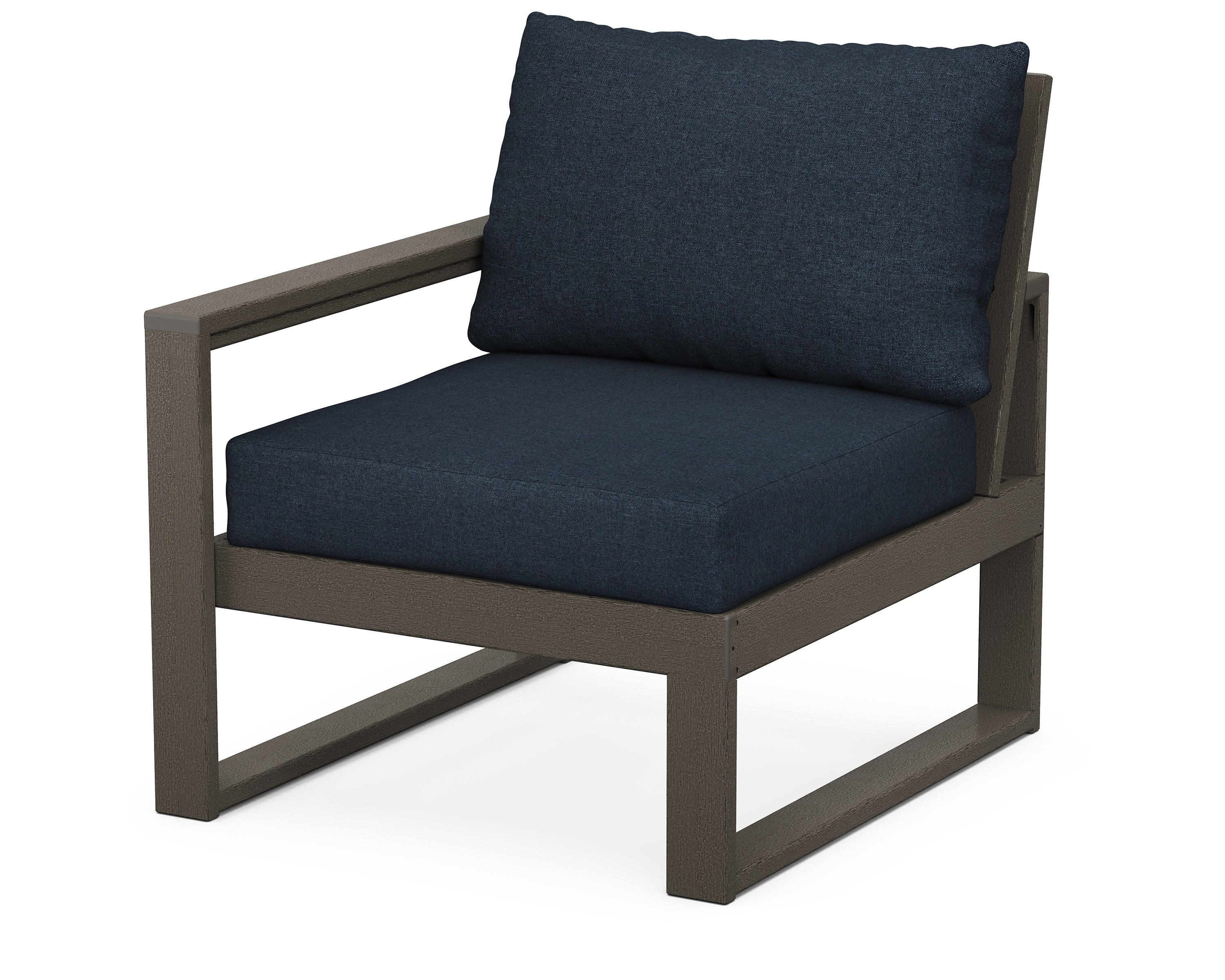 EDGE Modular Left Arm Chair in Vintage Coffee / Marine Indigo