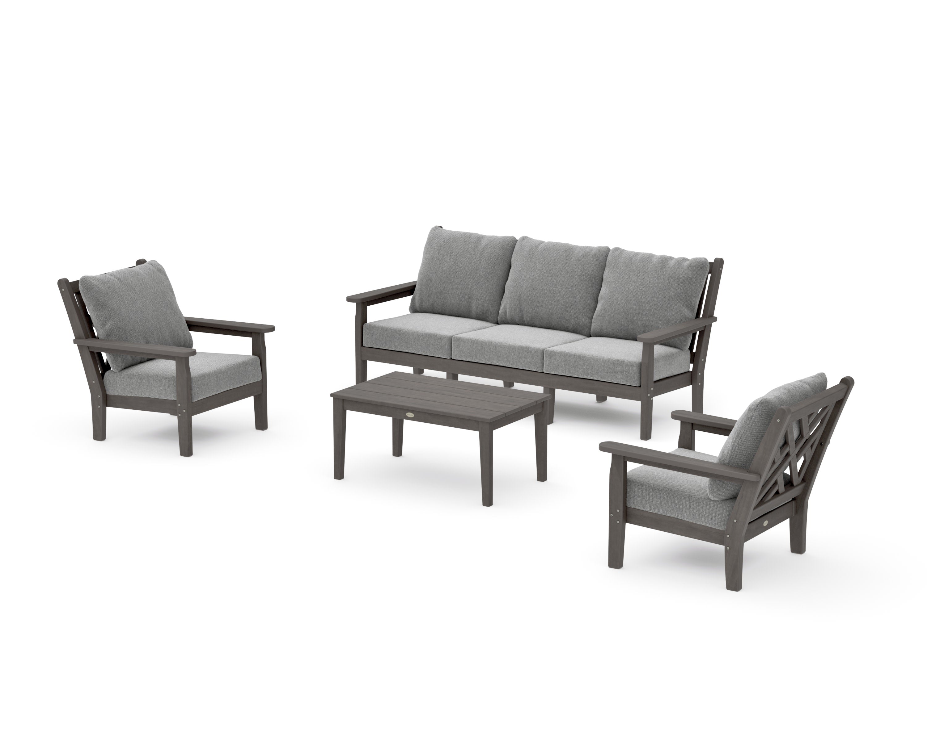 Chippendale 4-Piece Deep Seating Set with Sofa in Driftwood / Grey Mist