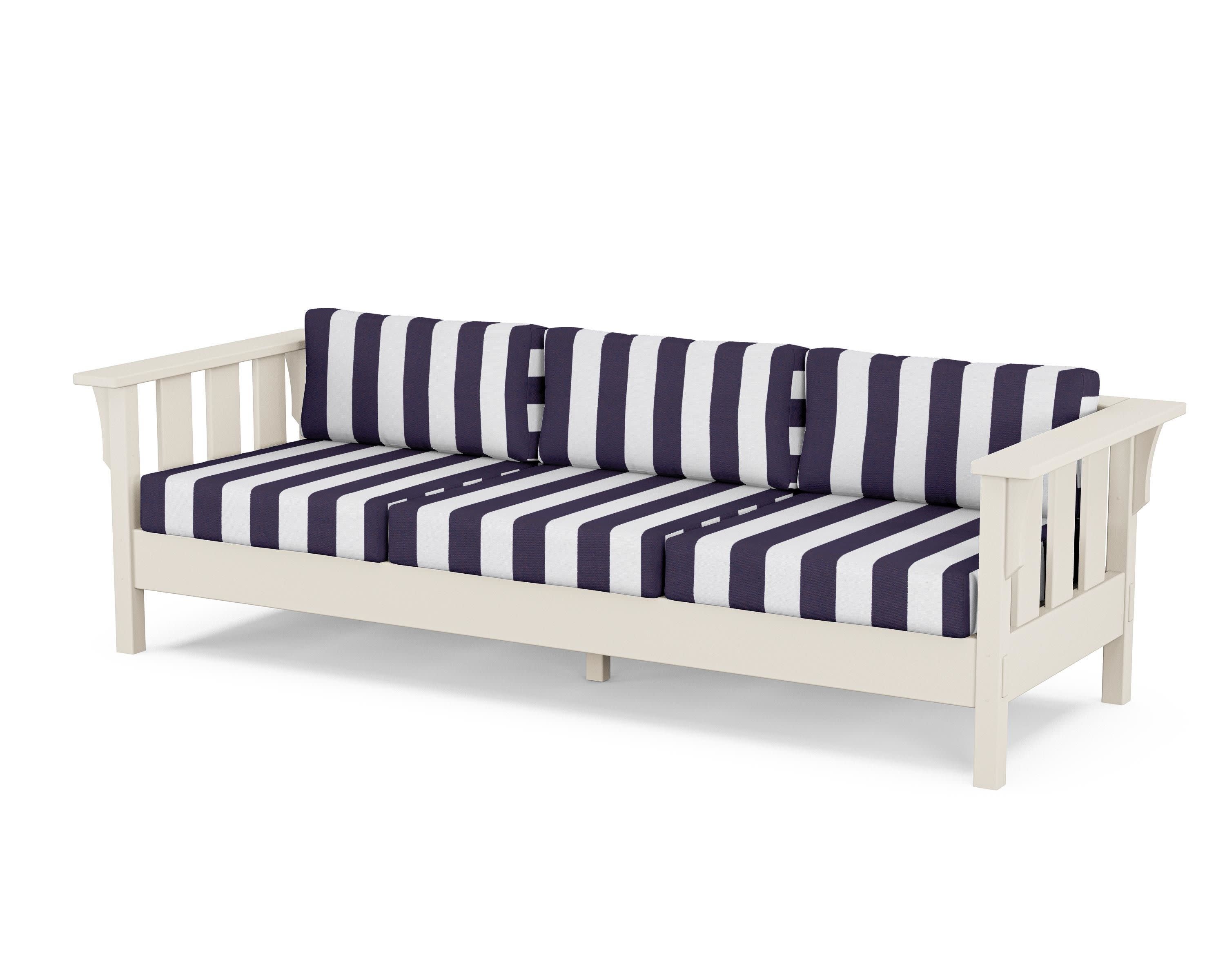 Acadia Deep Seating Sofa in Sand / Cabana Stripe Navy