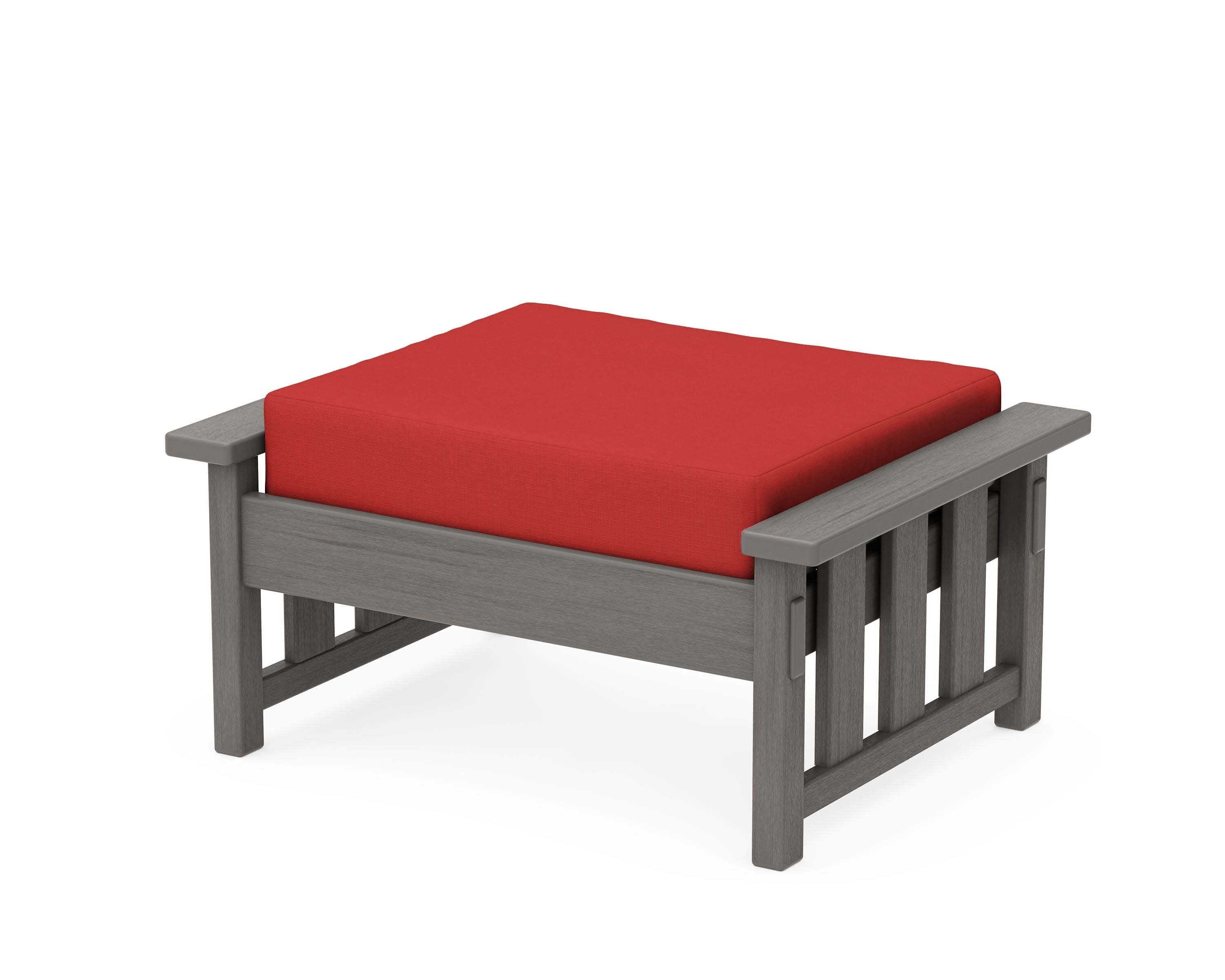 Acadia Deep Seating Ottoman in Driftwood / Crimson Linen