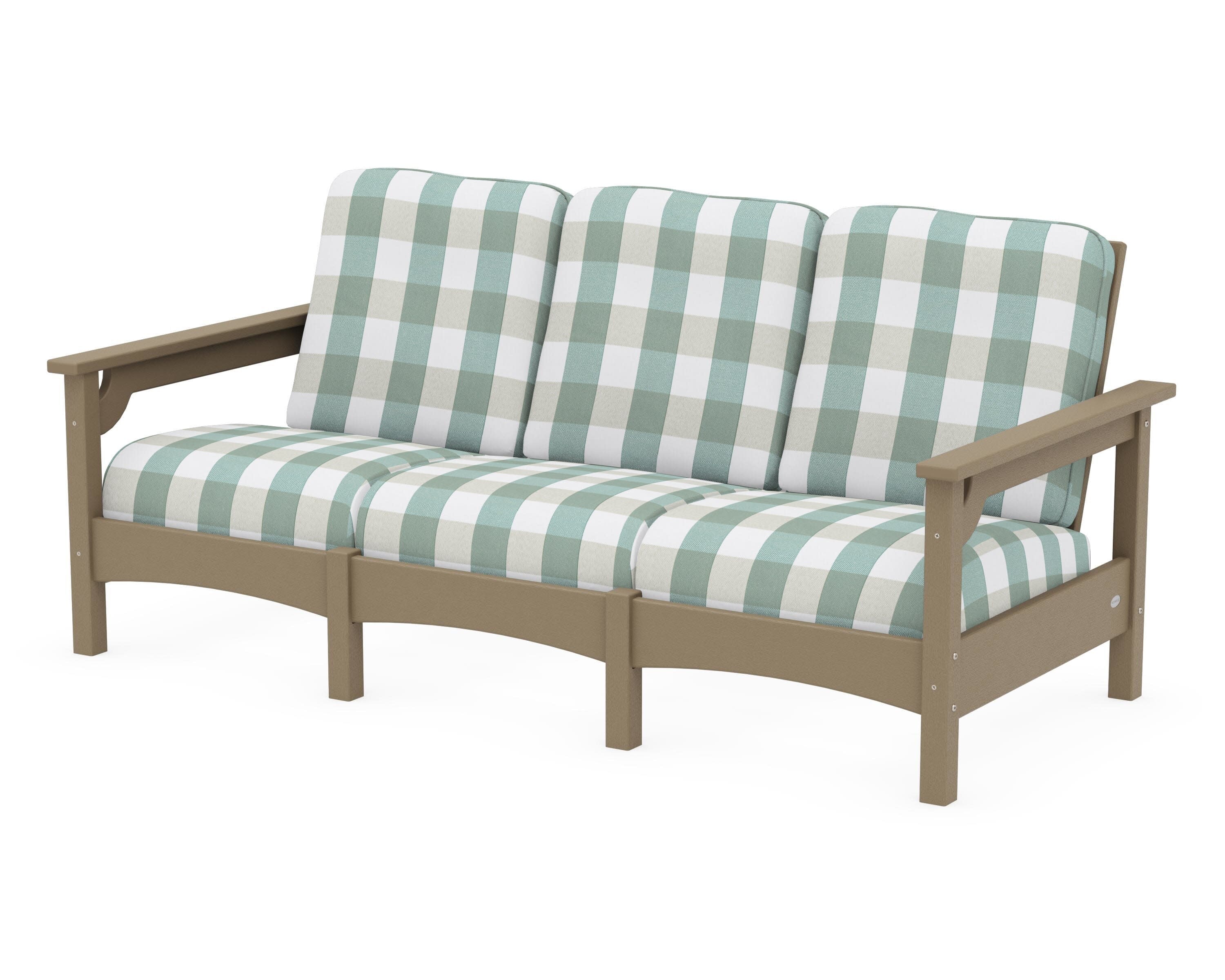 Club Sofa in Vintage Sahara / Buffalo Plaid Glacier Spa