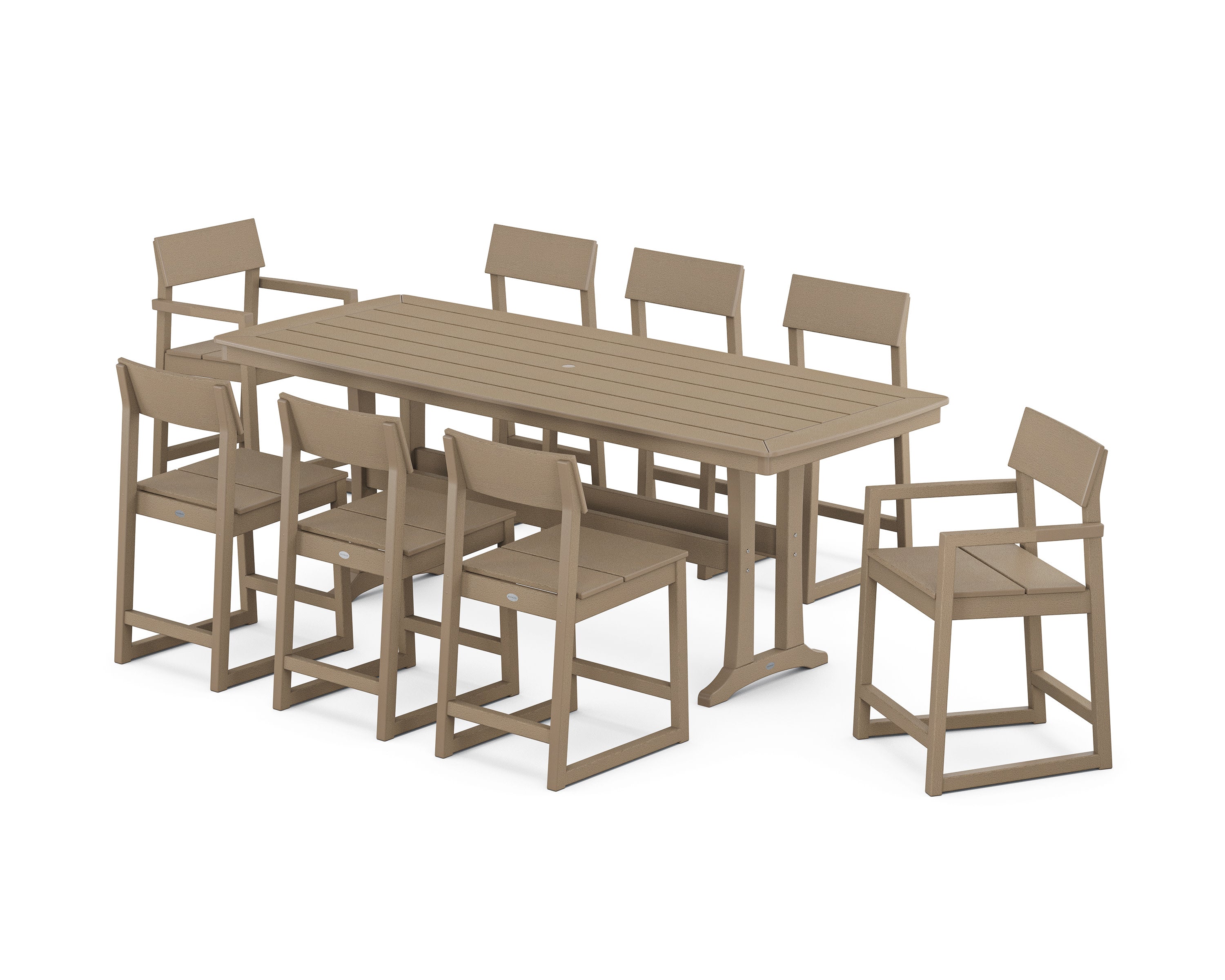 EDGE 9-Piece Counter Set with Trestle Legs in Vintage Sahara