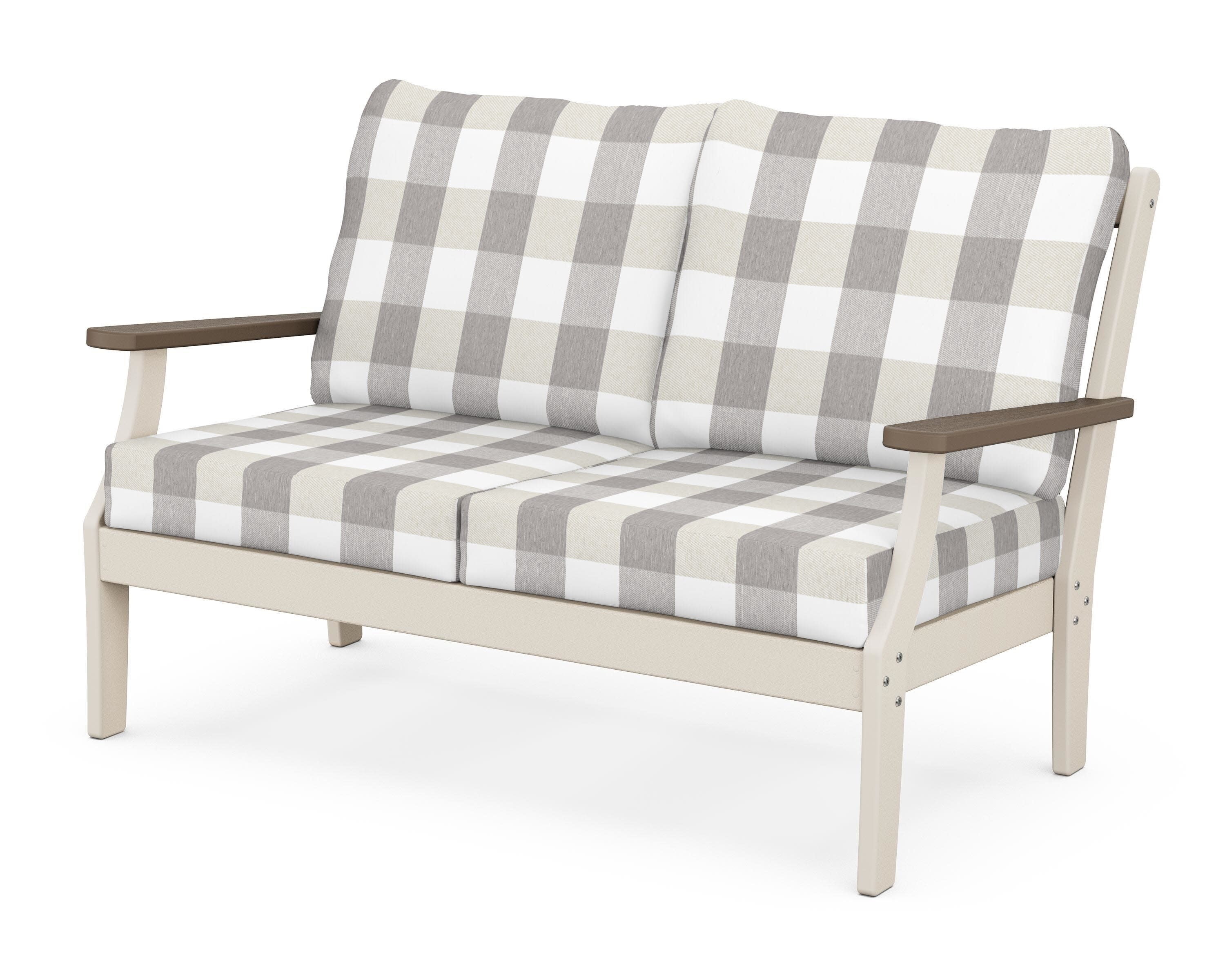 Braxton Deep Seating Loveseat in Sand / Kona / Buffalo Plaid Grey Mist
