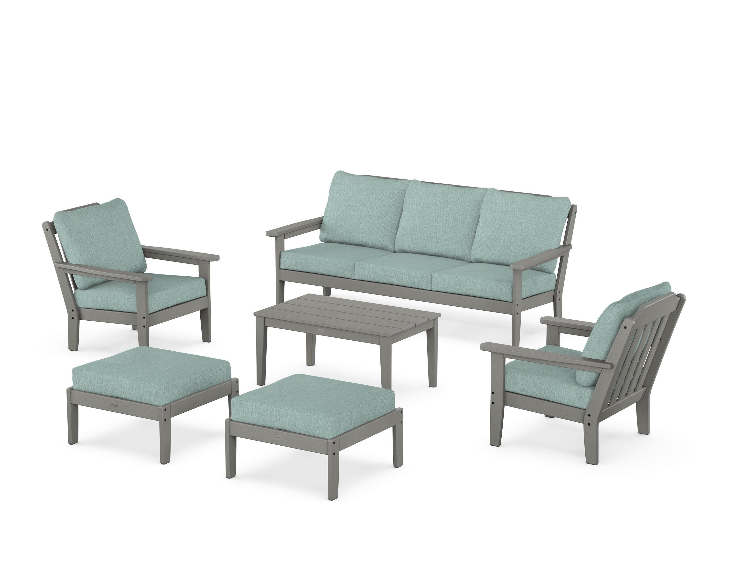 Cottage 6-Piece Lounge Sofa Set in Slate Grey / Glacier Spa