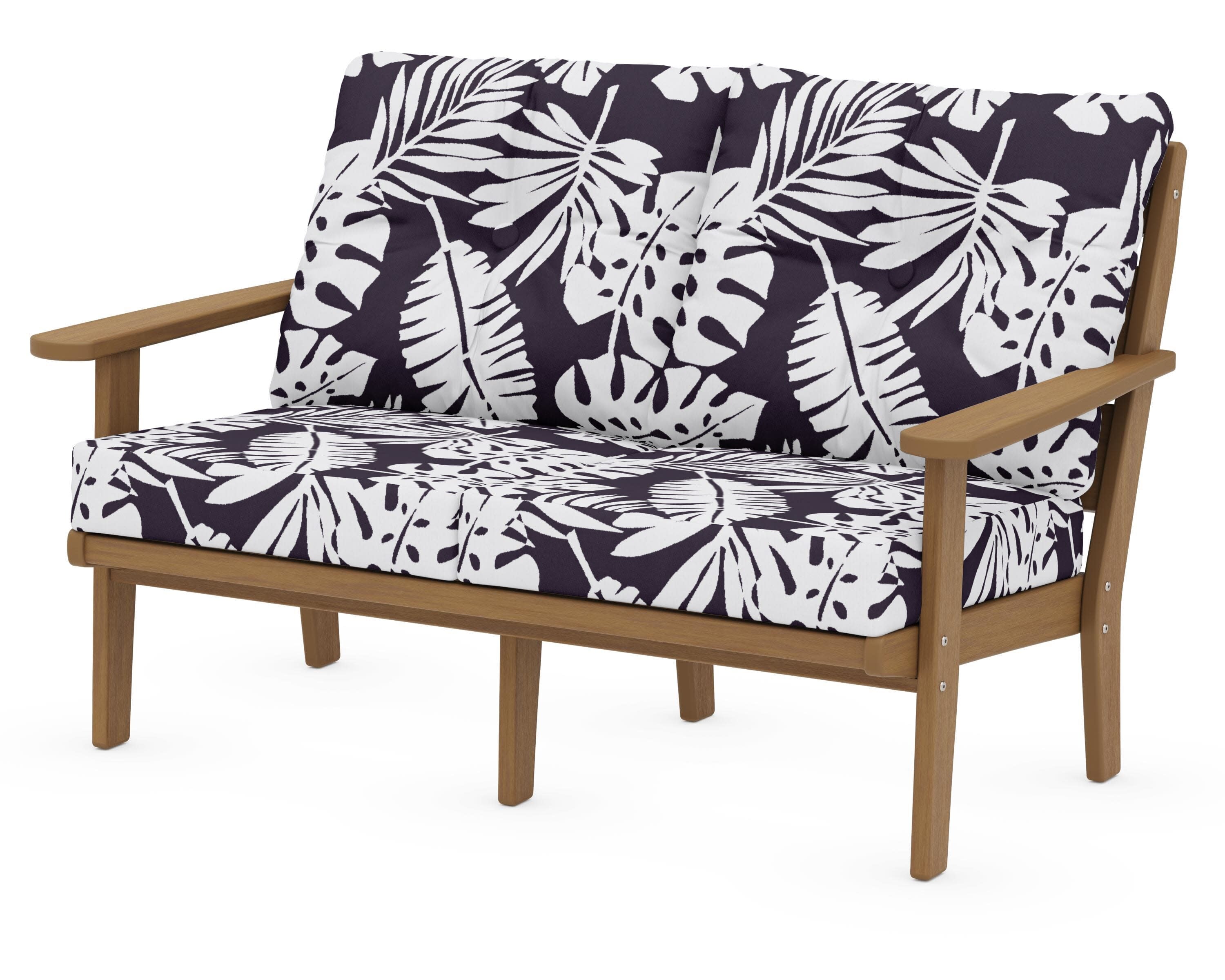 Lakeside Deep Seating Loveseat in Natural / Leaf Navy