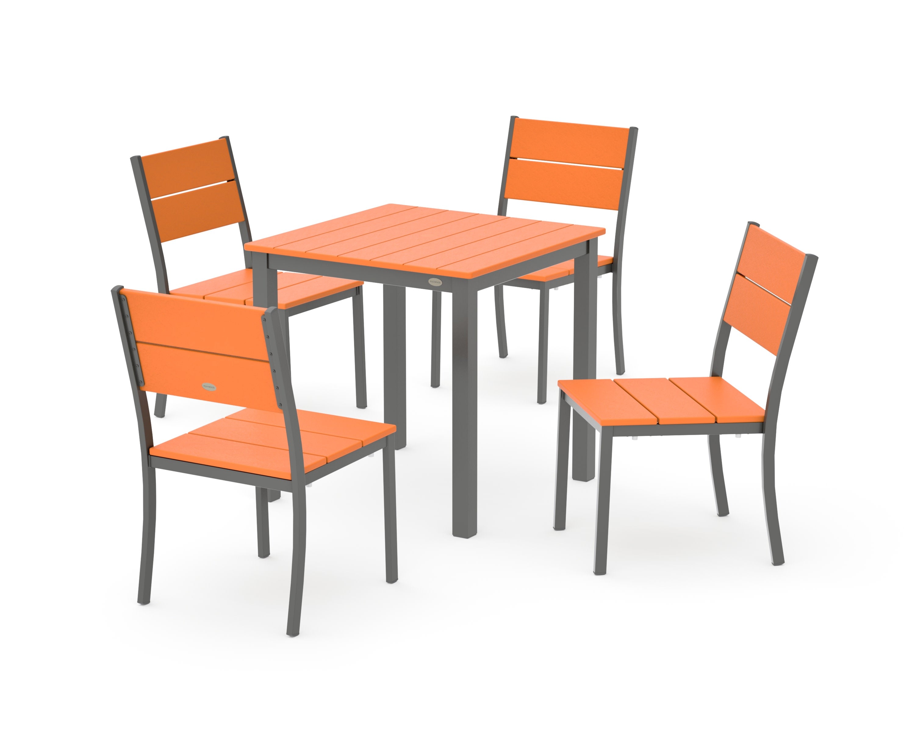Main Street 5-Piece Square Dining Set- Small in Charcoal / Tangerine