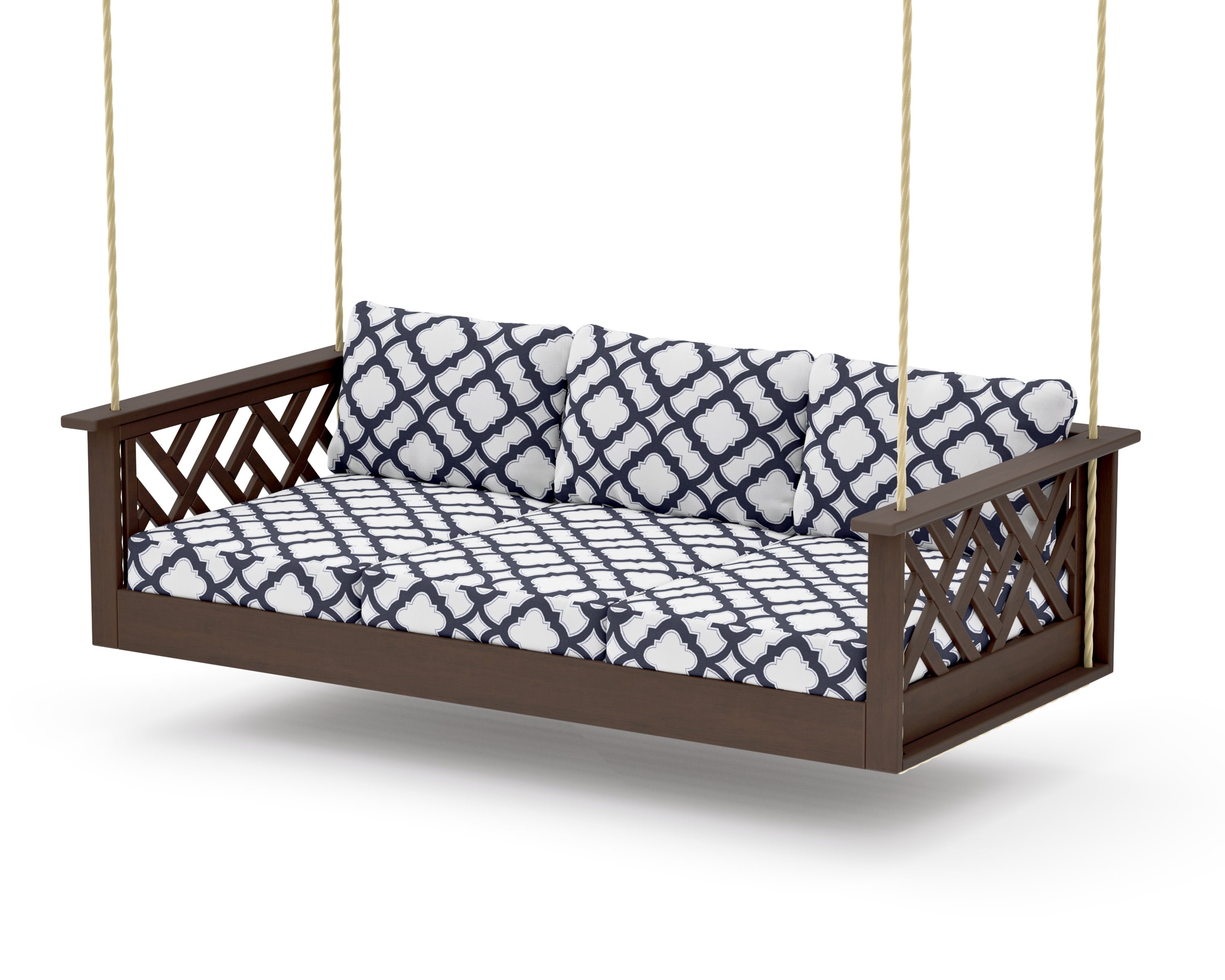 Chippendale Daybed Swing in Kona / Trellis Navy