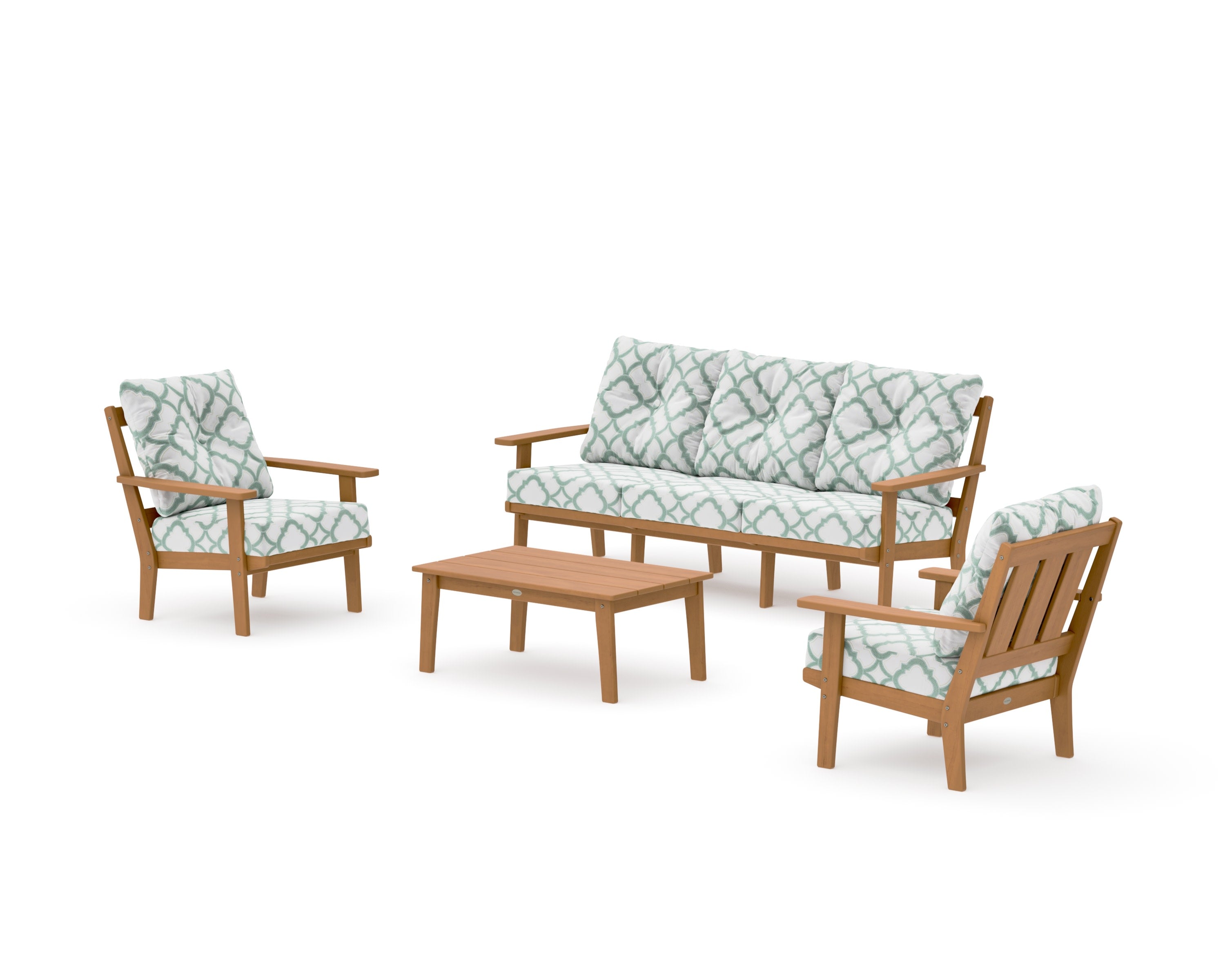 Oxford 4-Piece Deep Seating Set with Sofa in Natural / Trellis Glacier Spa