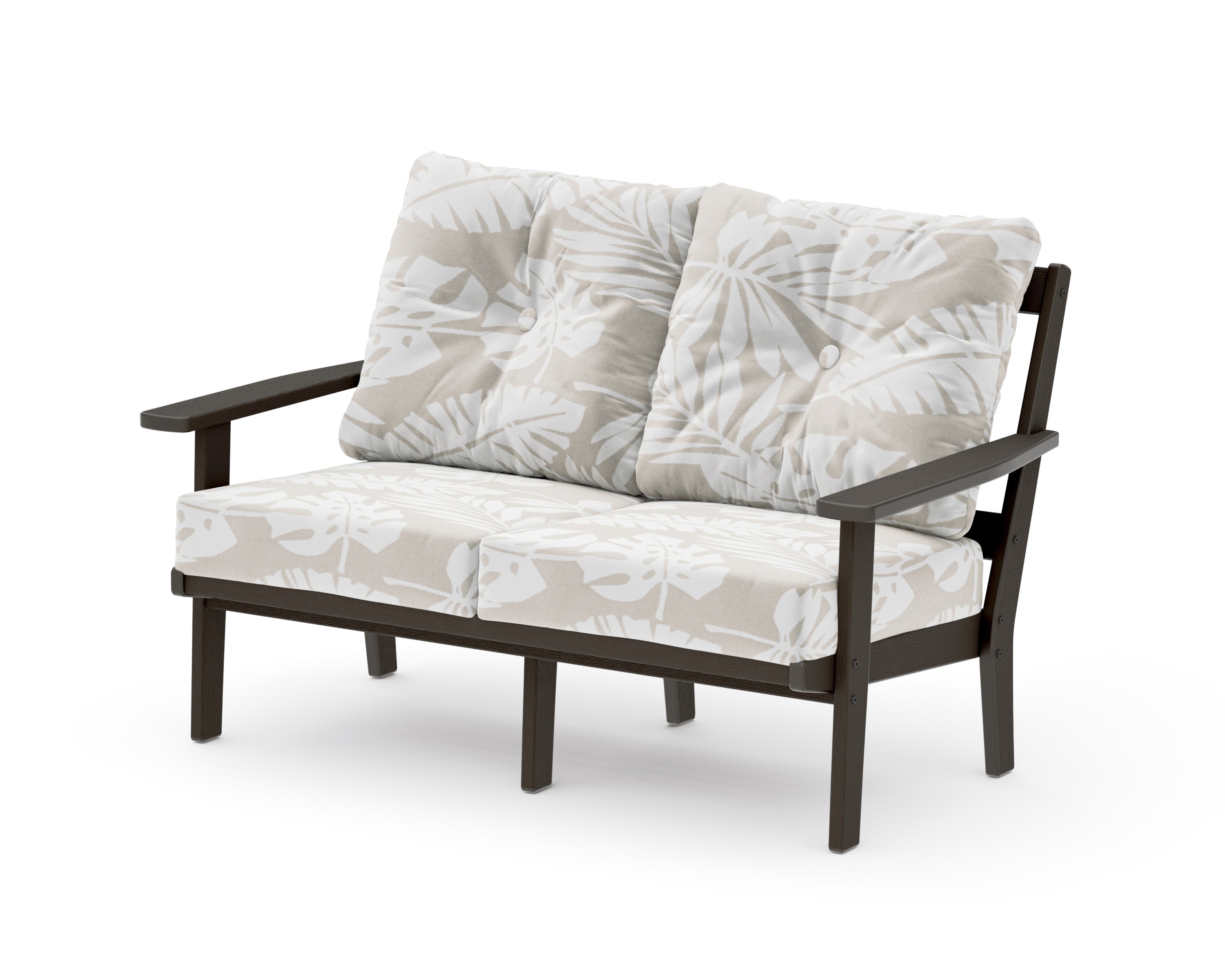 Oxford Deep SeatingLoveseat in Vintage Coffee / Leaf Dune Burlap
