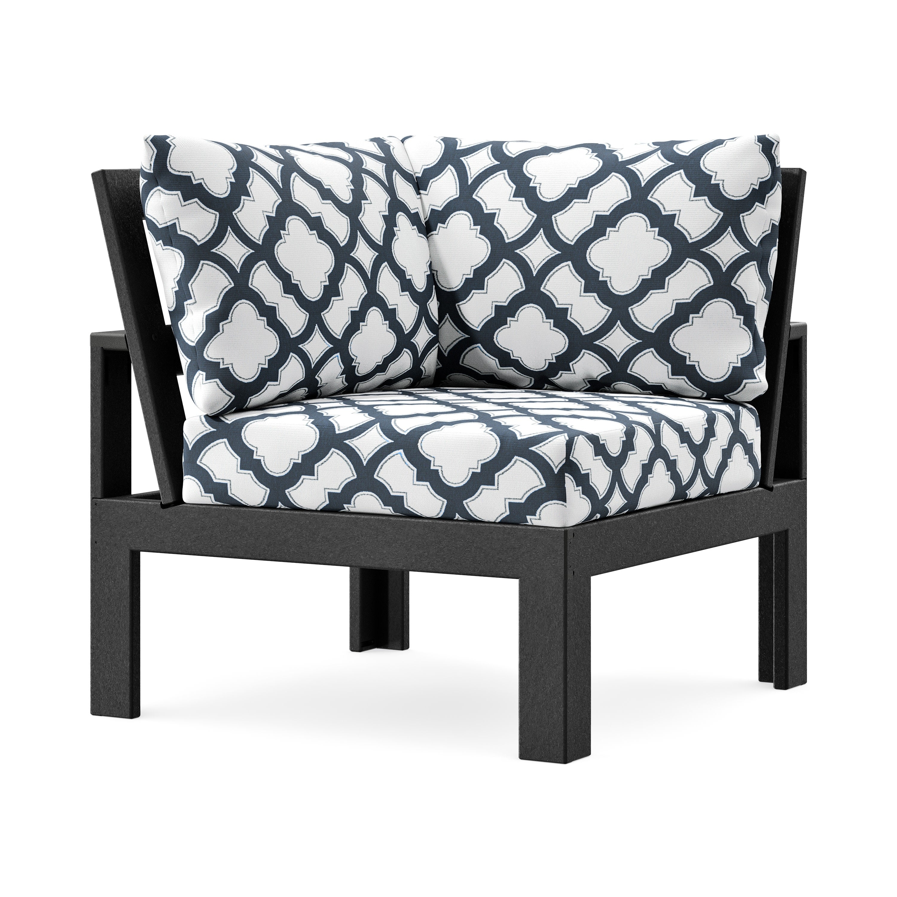Modular Corner Chair in Black / Trellis Marine Indigo
