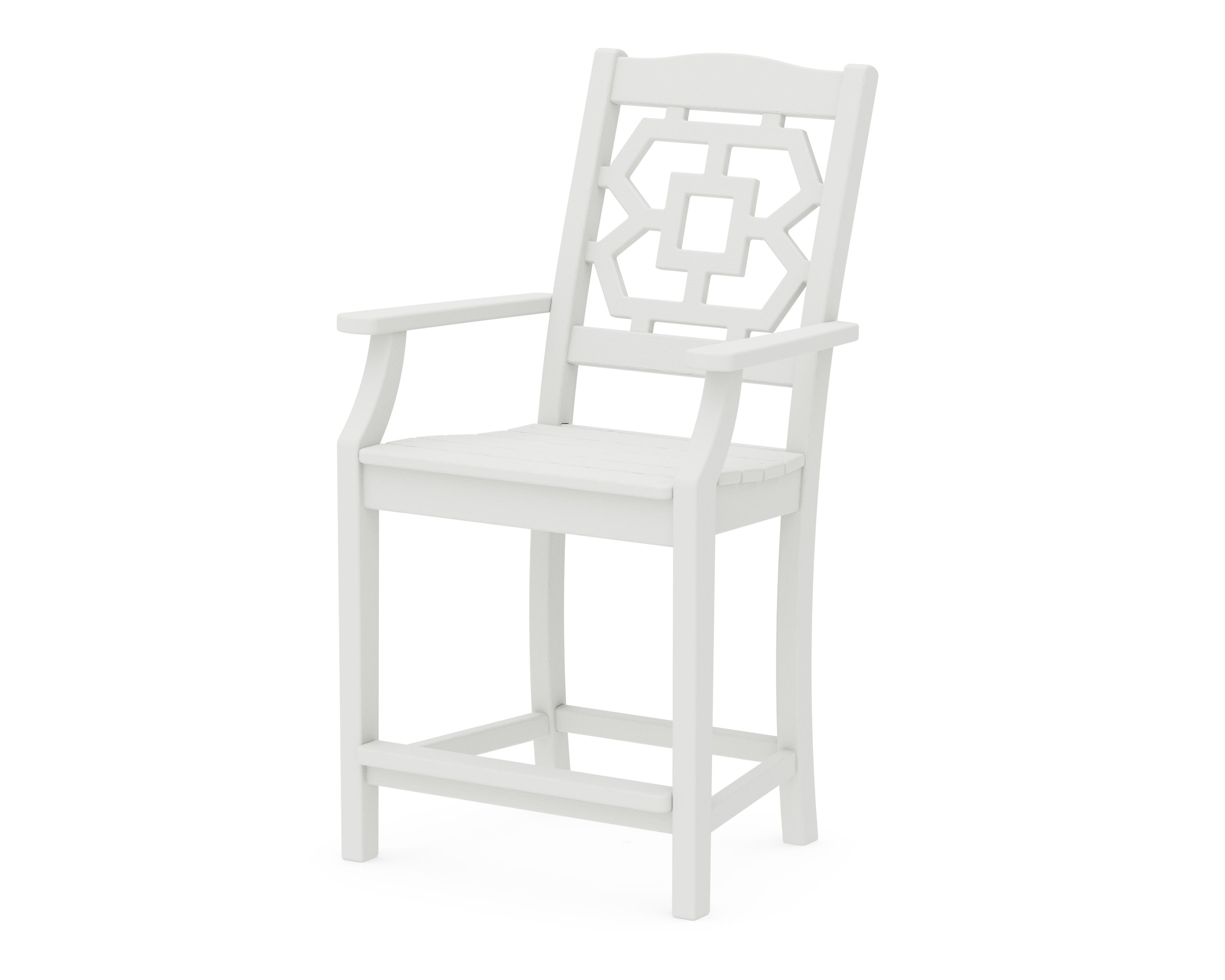 Chinoiserie Counter Arm Chair in Vintage White