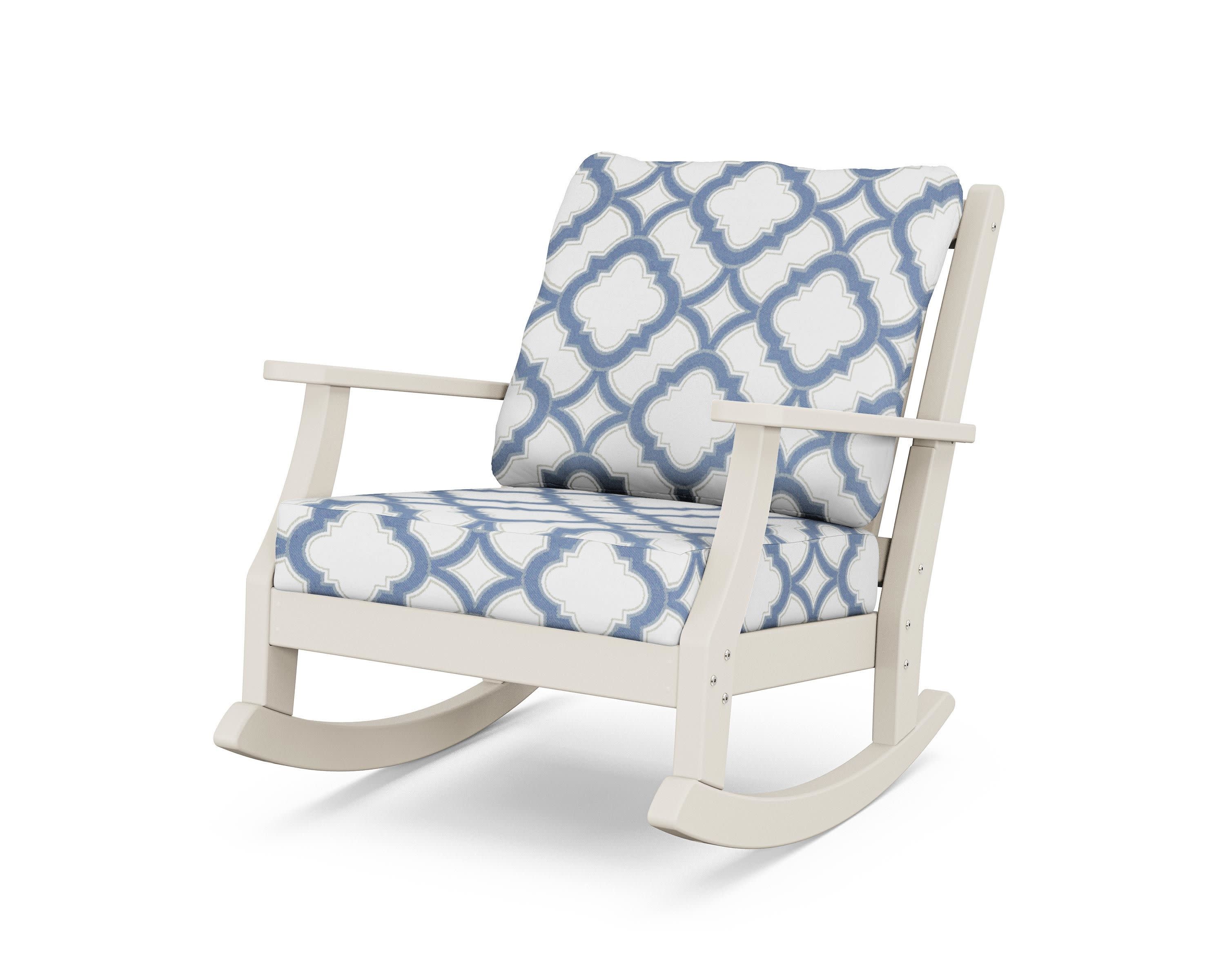 Wovendale Deep Seating Rocking Chair in Sand / Trellis Sky Blue