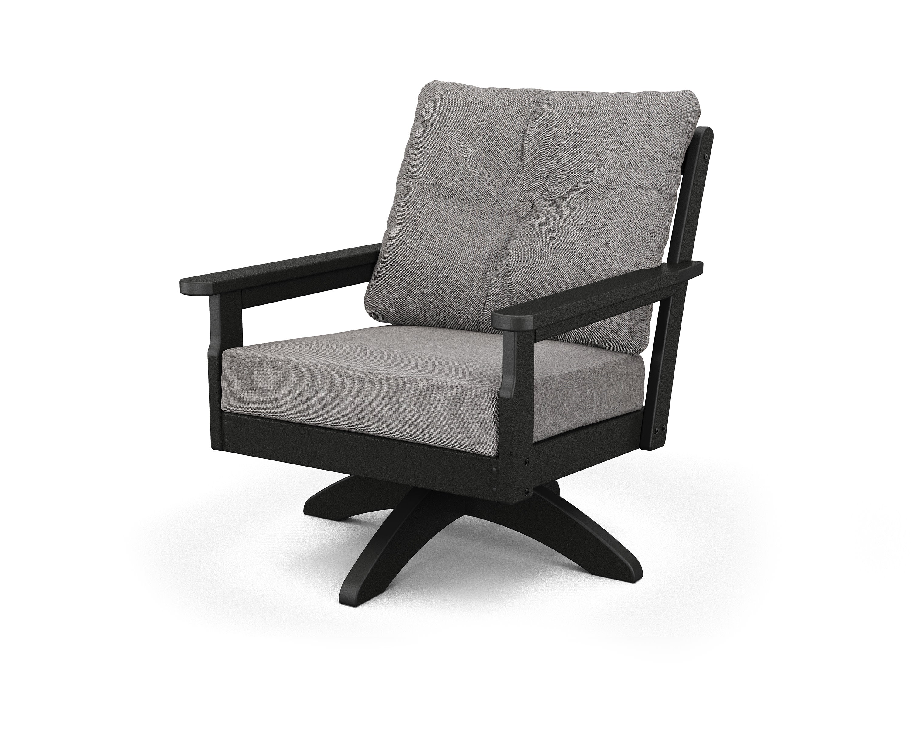 Vineyard Deep Seating Swivel Chair in Black / Grey Mist
