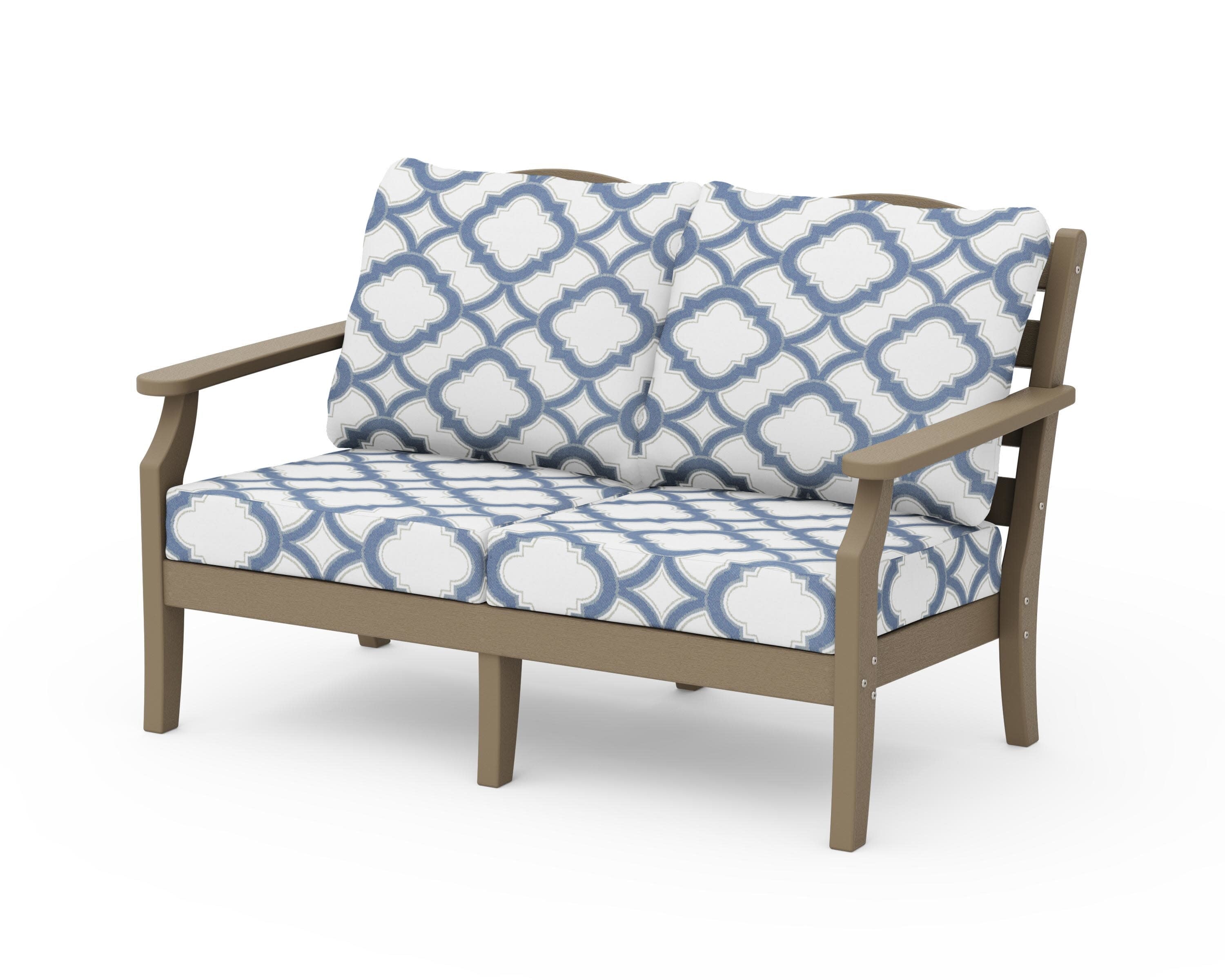 Savannah Deep Seating Loveseat in Vintage Sahara / Trellis Sky Blue