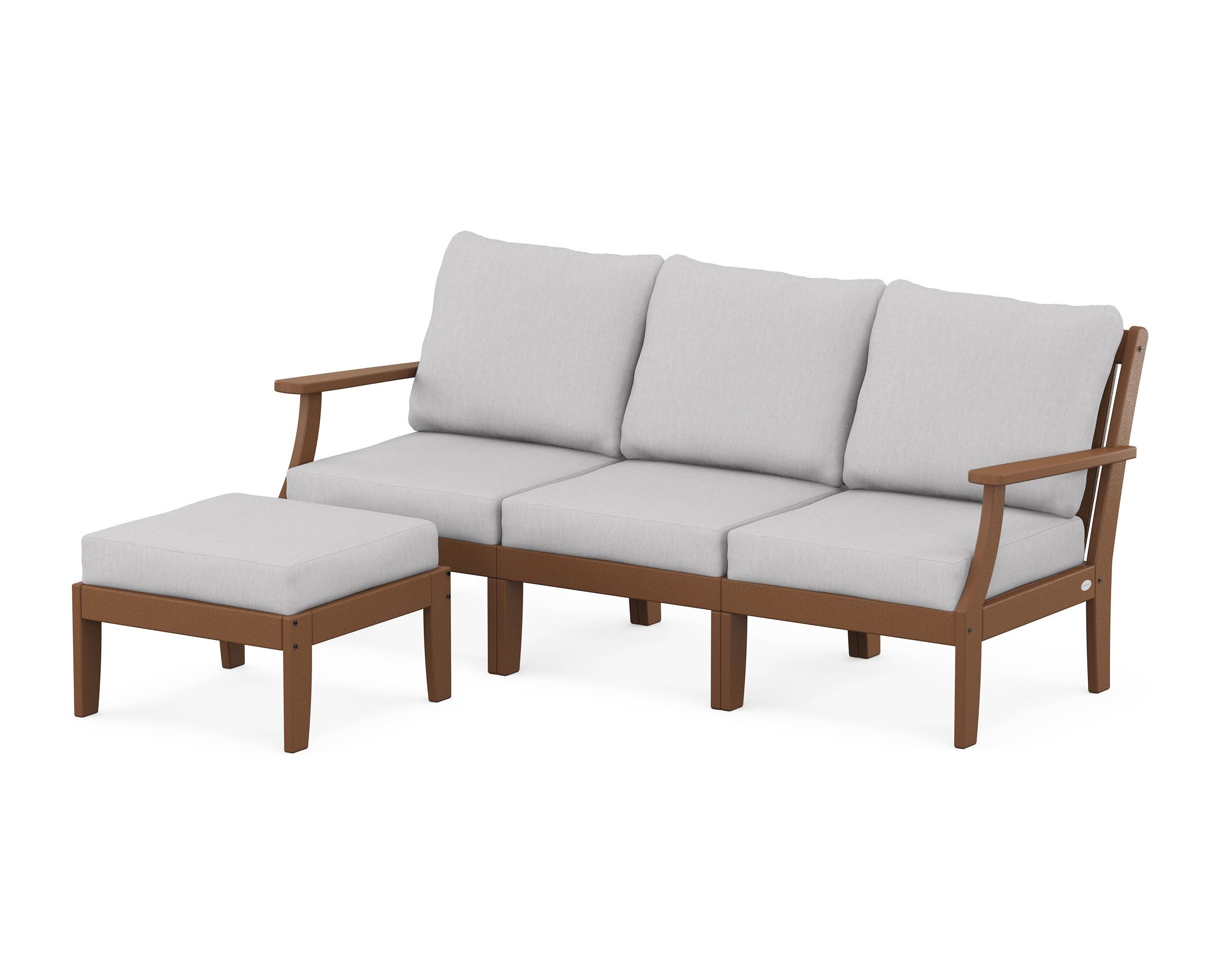 Braxton Modular 4-Piece Deep Seating Set with Ottoman in Teak / Granite
