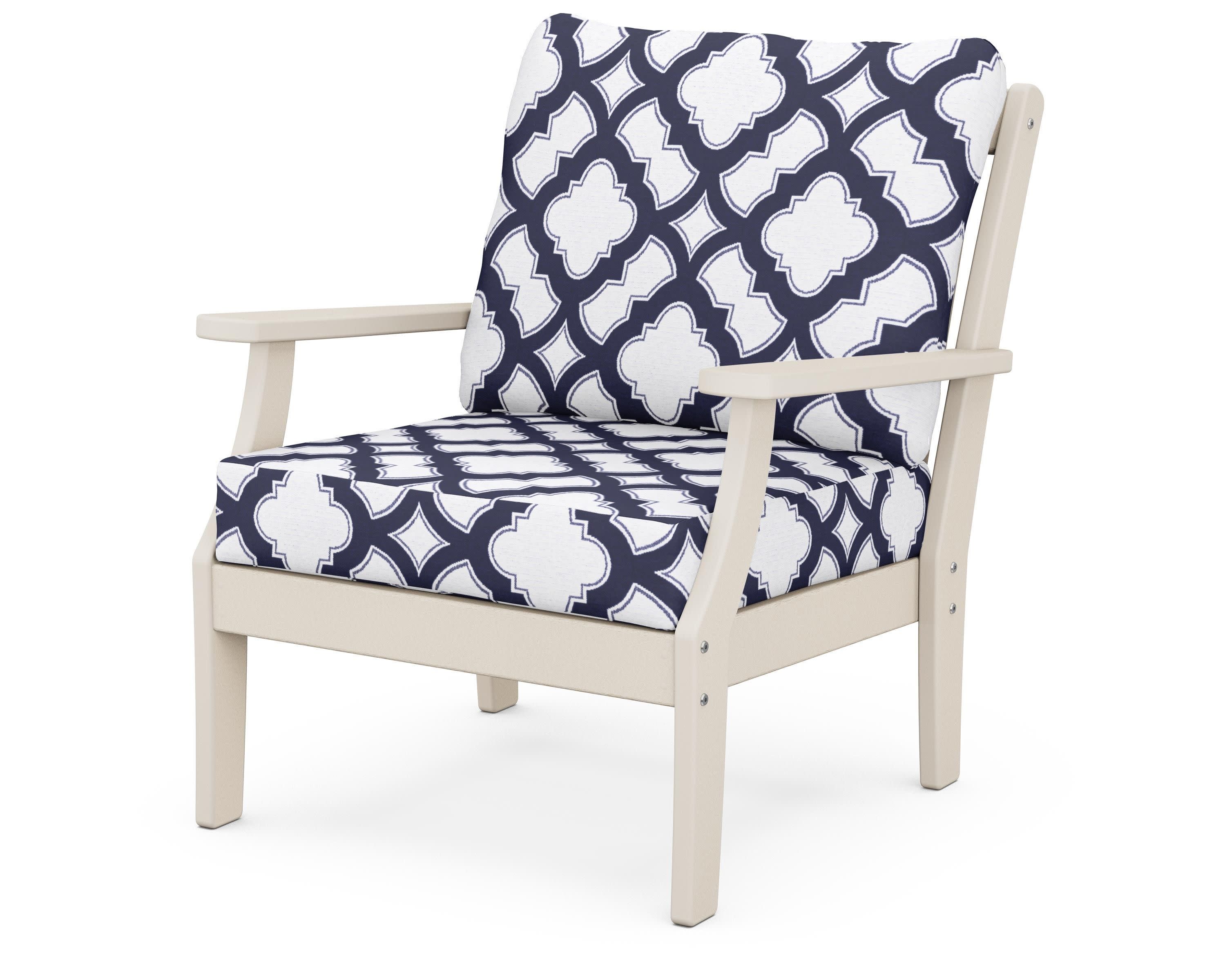 Braxton Deep Seating Chair in Sand / Trellis Navy
