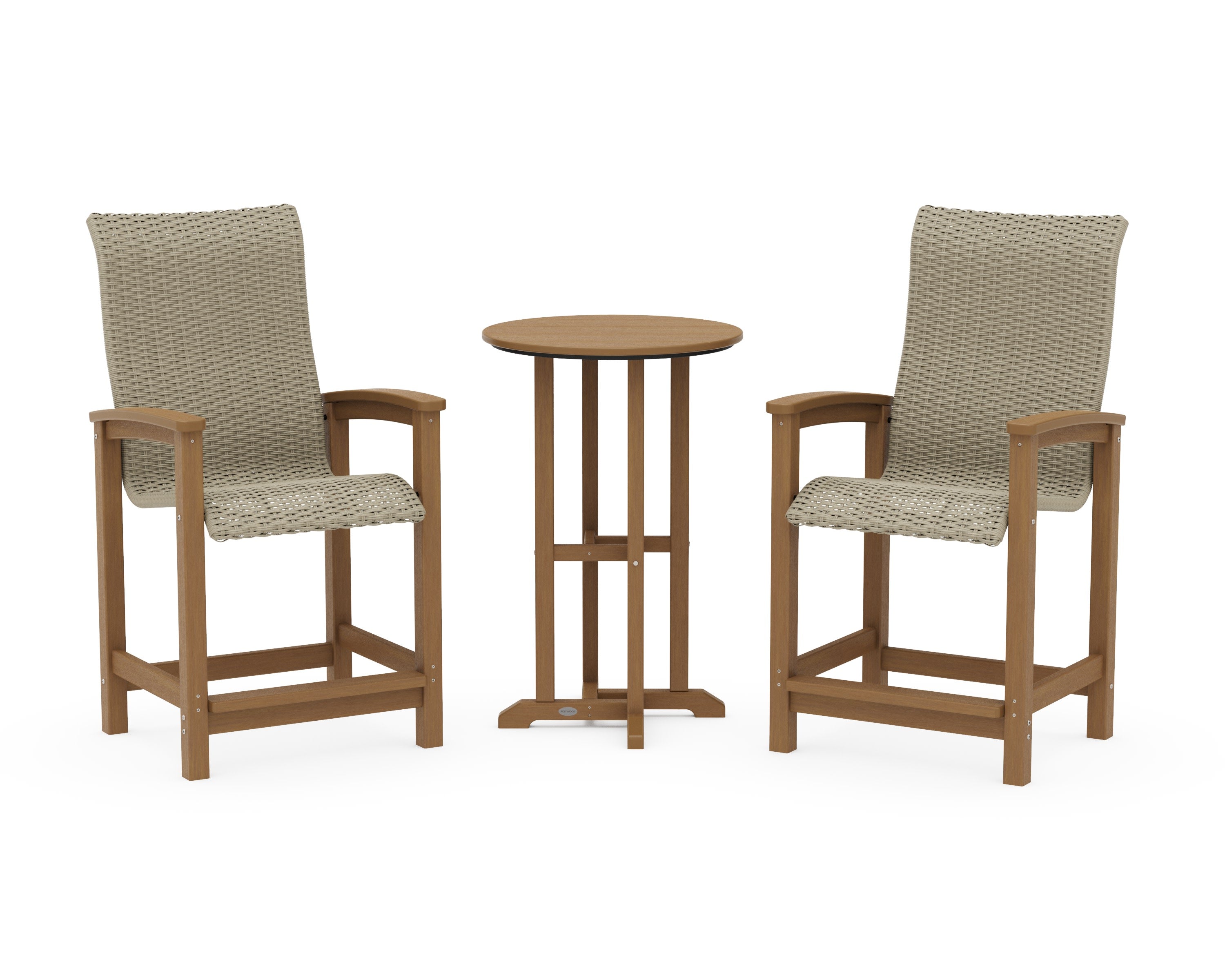 Coastal Woven High-Back 3-Piece Farmhouse Counter Set in Natural / Dune Grass