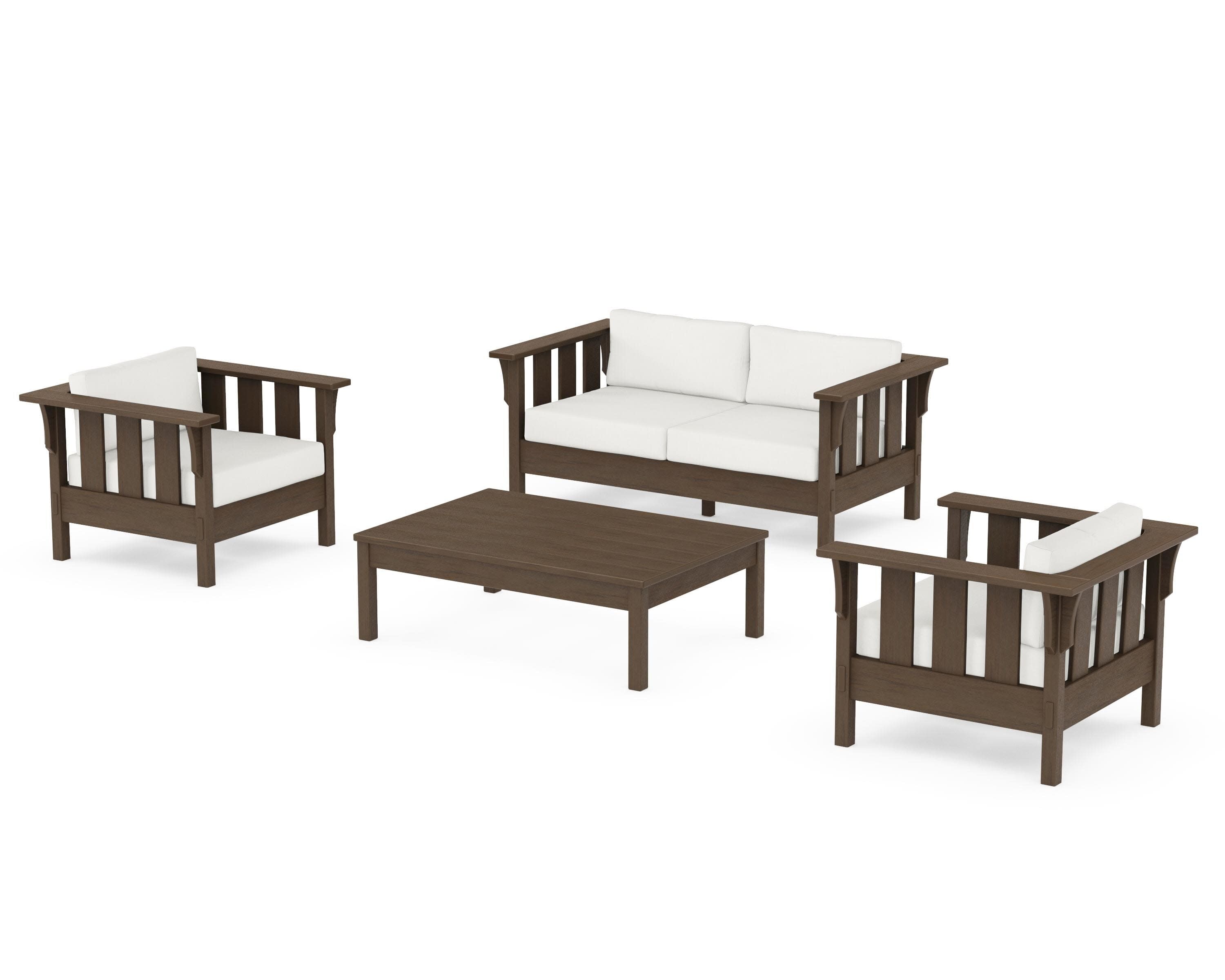 Acadia 4-Piece Deep Seating Set with Loveseat in Kona / Natural Linen