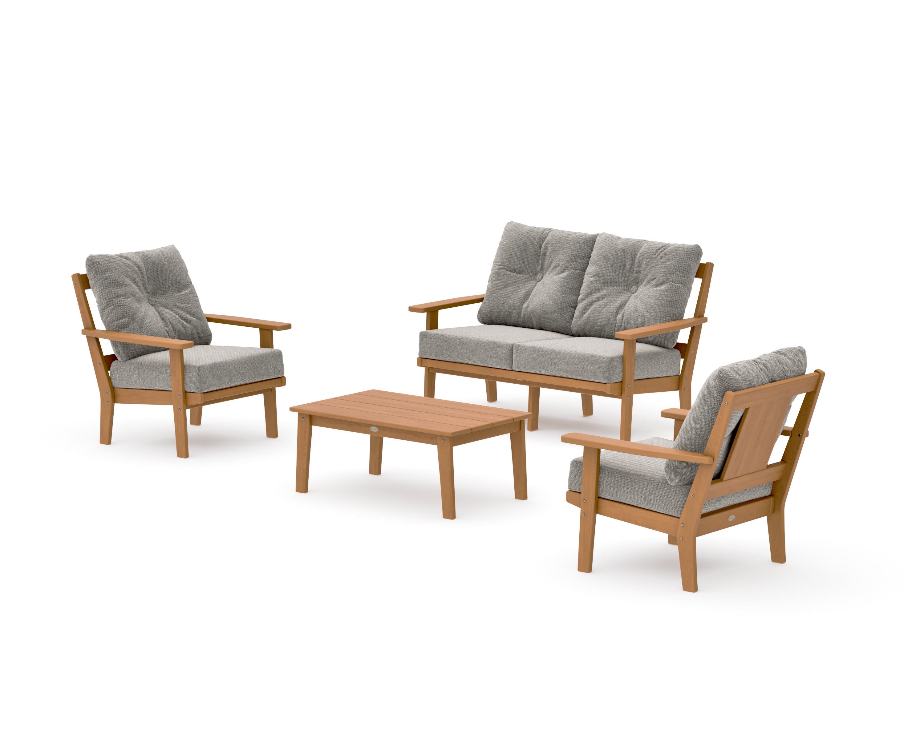 Prairie 4-Piece Deep Seating Set with Loveseat in Natural / Weathered Tweed