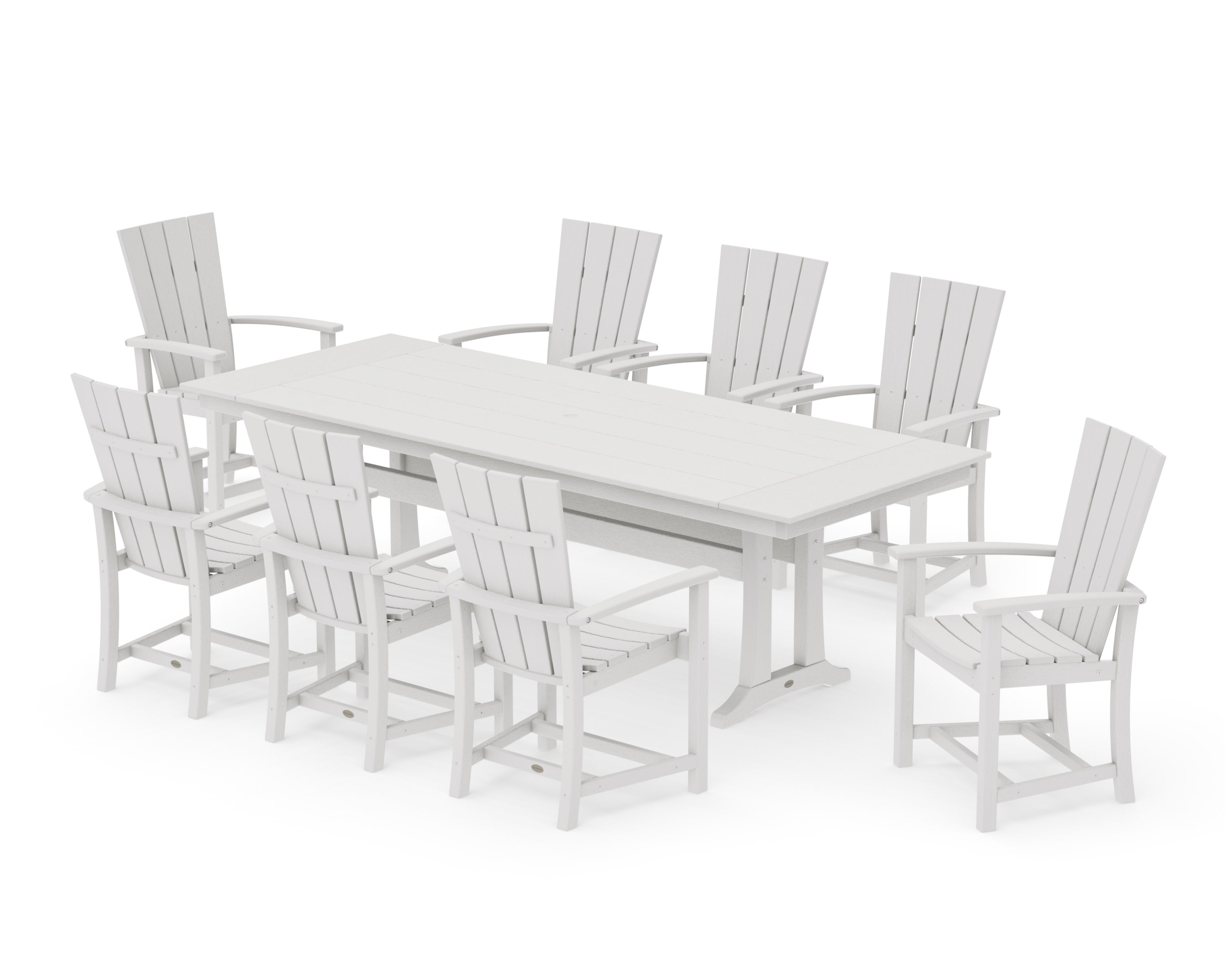 Quattro Adirondack 9-Piece Farmhouse Dining Set with Trestle Legs in Vintage White