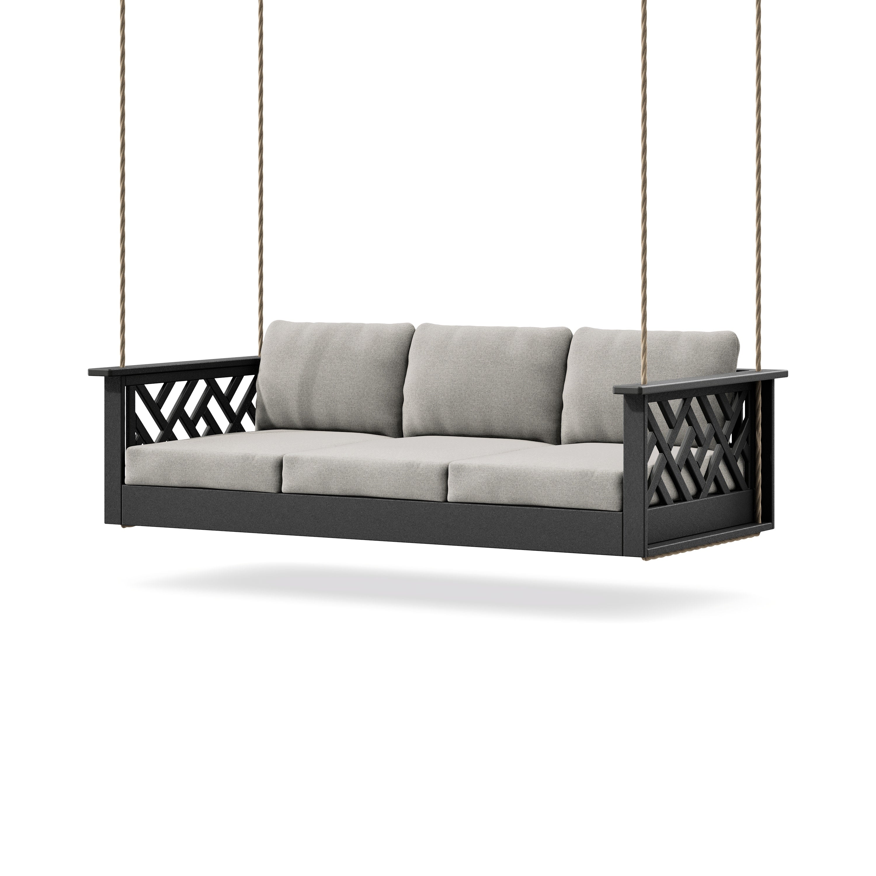 Chippendale Daybed Swing in Black / Weathered Tweed