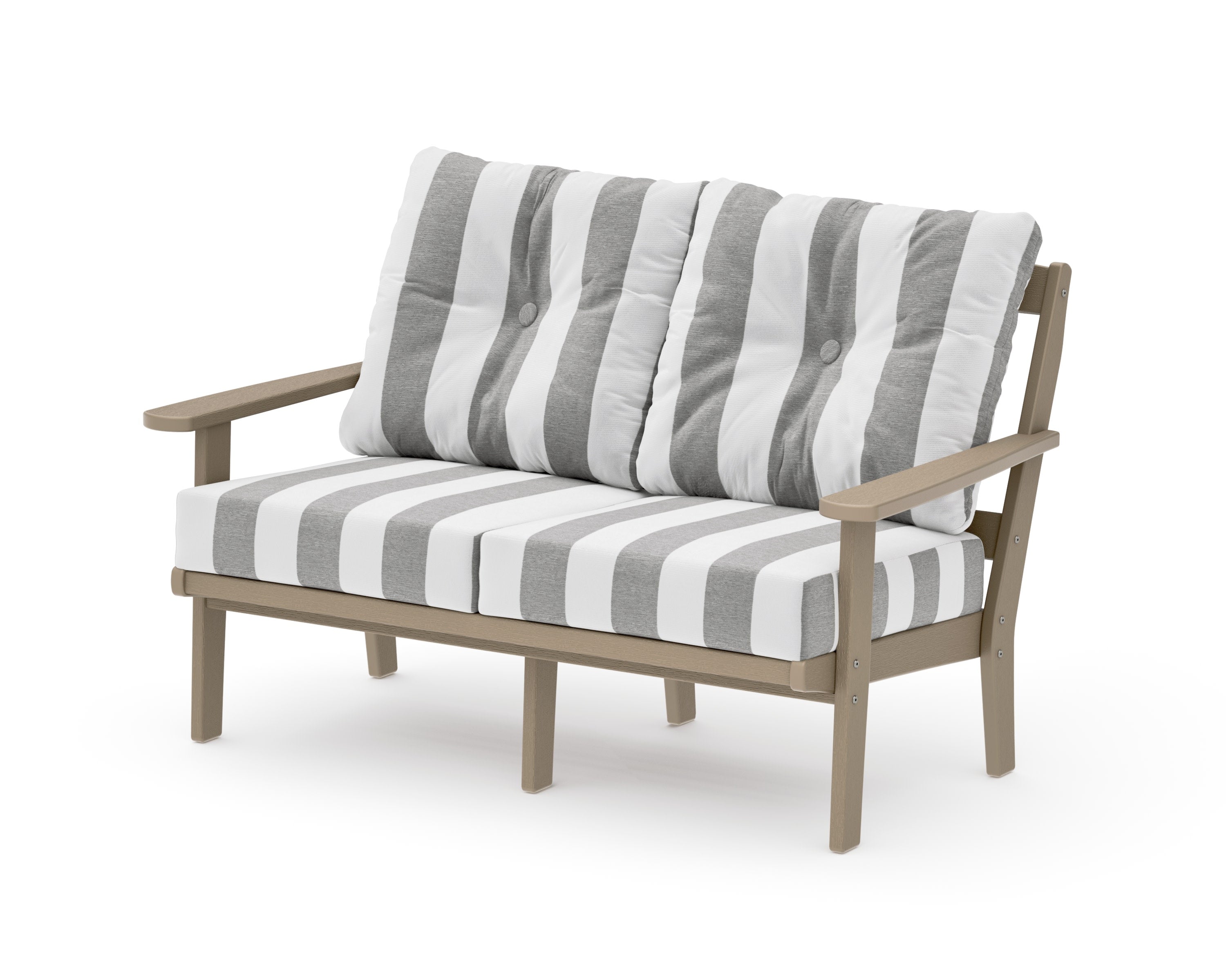 Mission Deep SeatingLoveseat in Vintage Sahara / Cabana Stripe Grey Mist