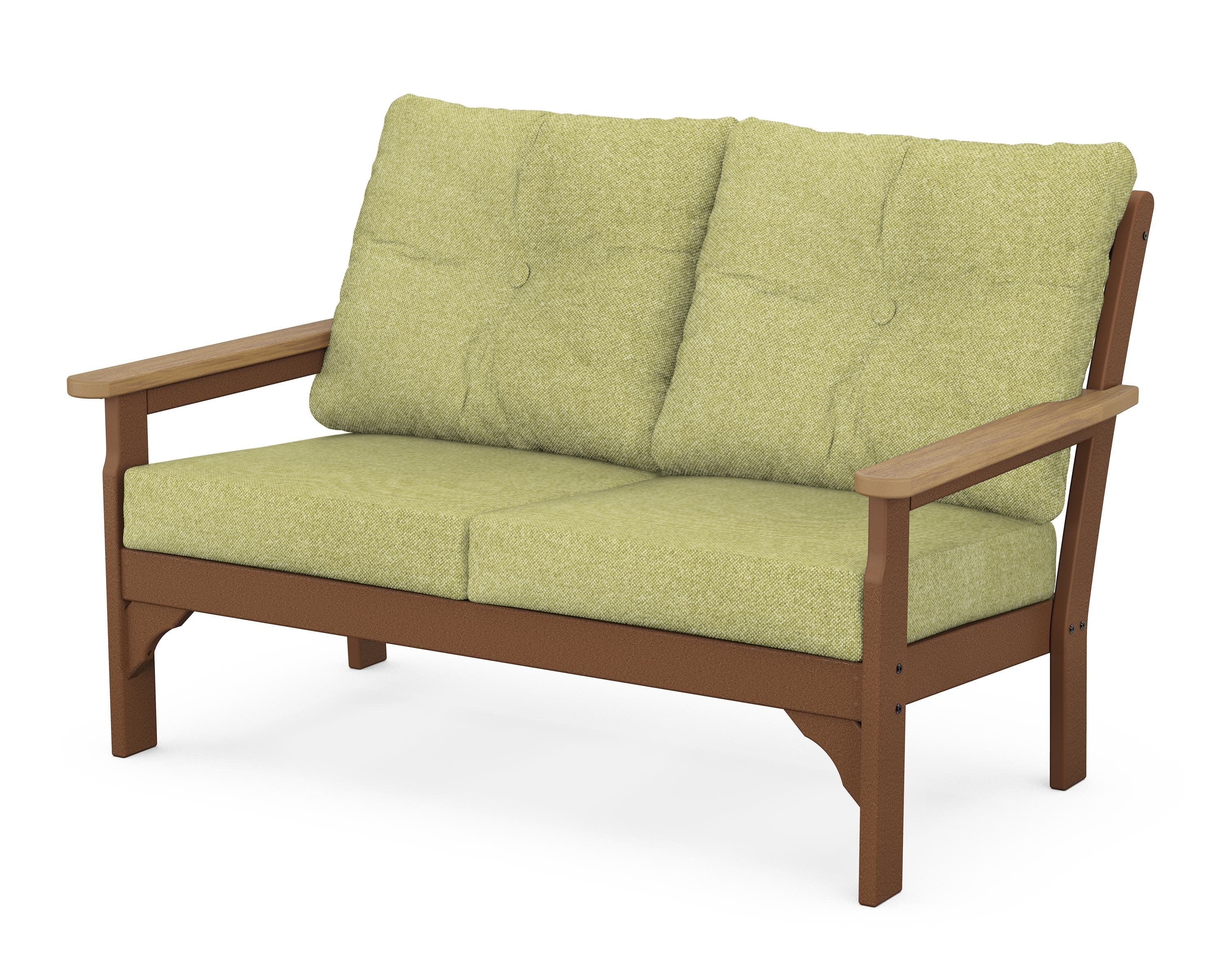 Vineyard Deep Seating Loveseat in Teak / Natural / Chartreuse Boucle
