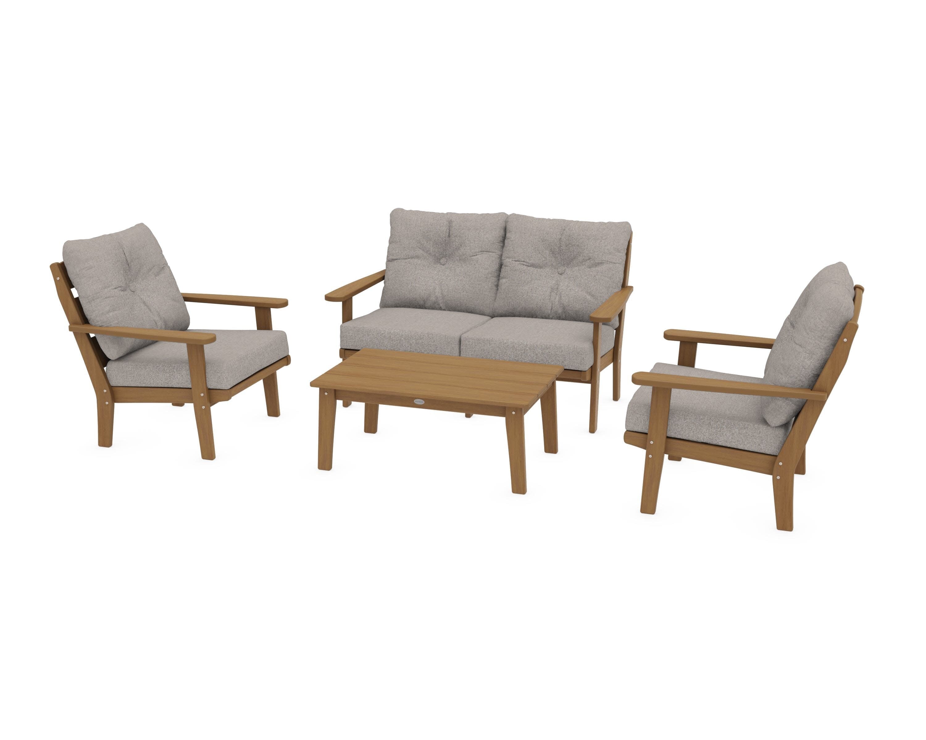 Lakeside 4-Piece Deep Seating Set in Natural / Weathered Tweed