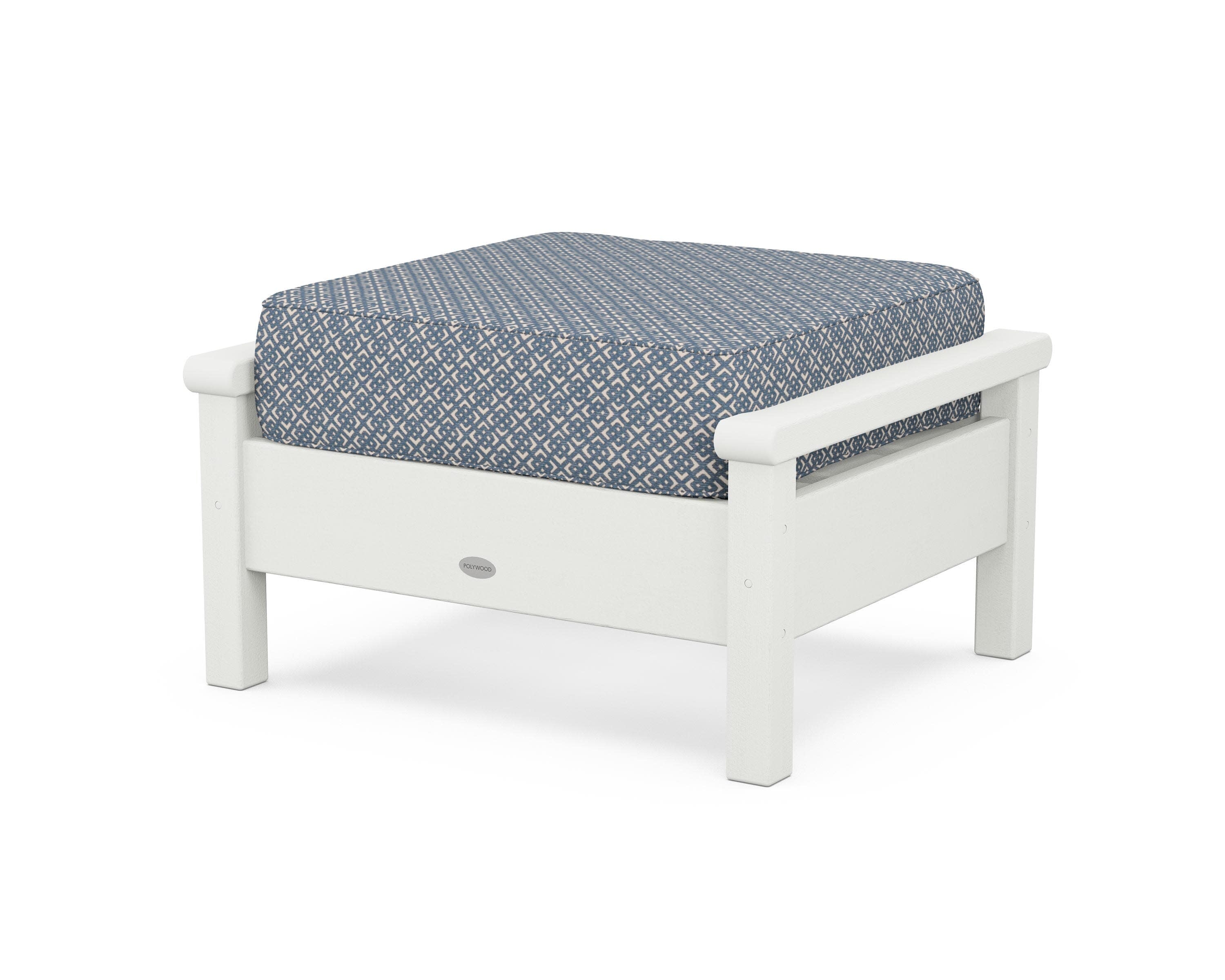 Harbour Deep Seating Ottoman in Vintage White / Hopscotch