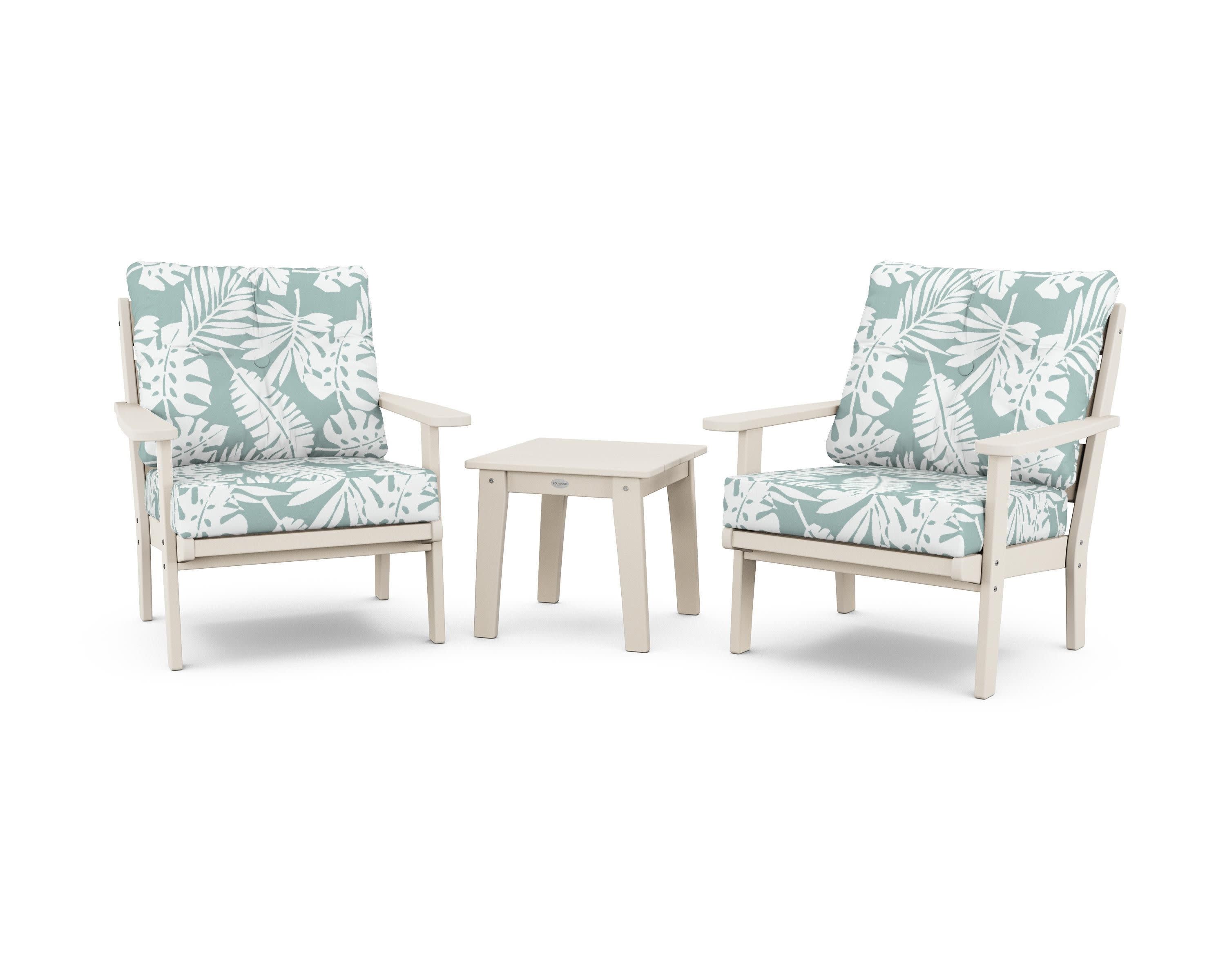 Lakeside 3-Piece Deep Seating Chair Set in Sand / Leaf Glacier Spa