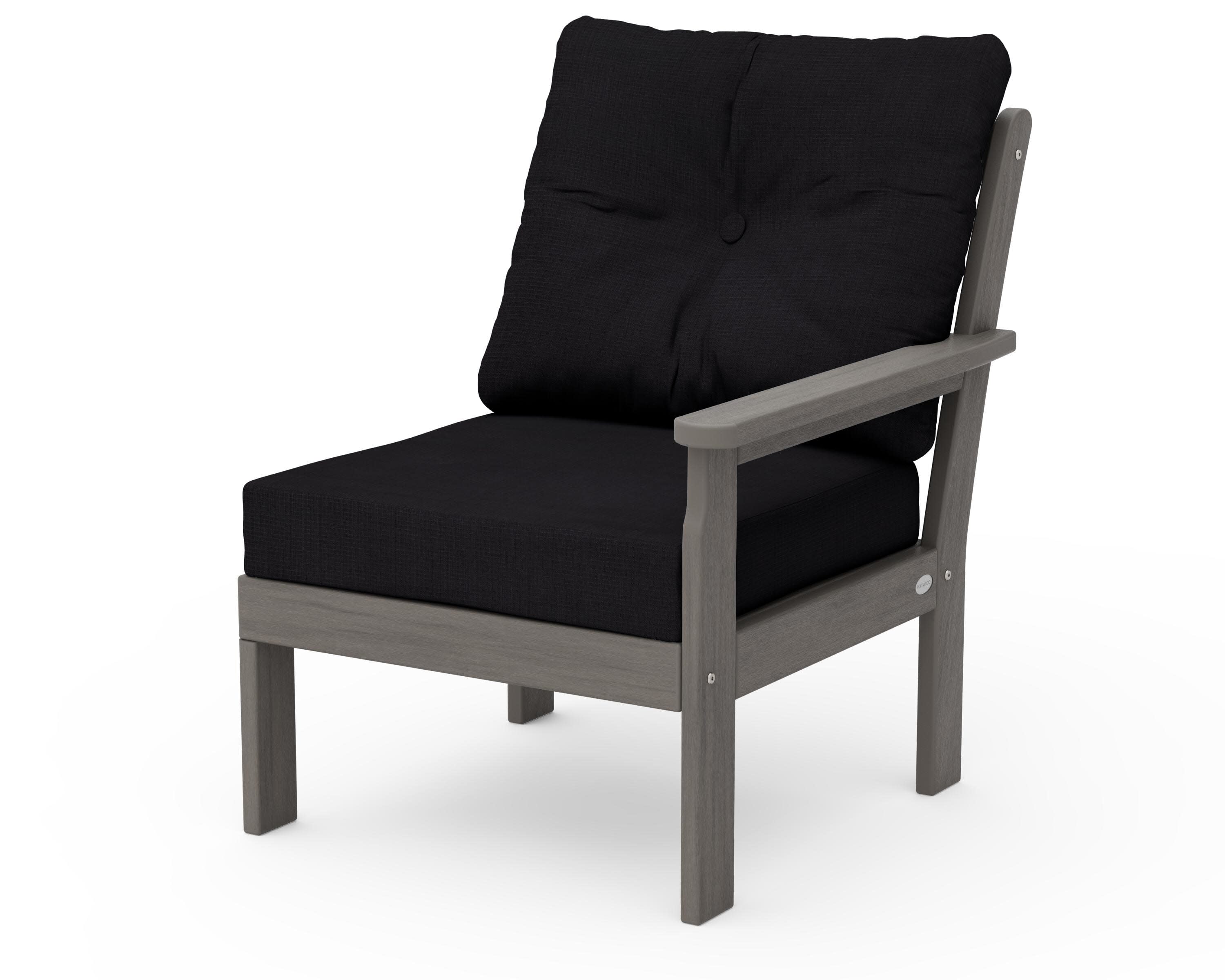 Vineyard Modular Right Arm Chair in Driftwood / Midnight Linen