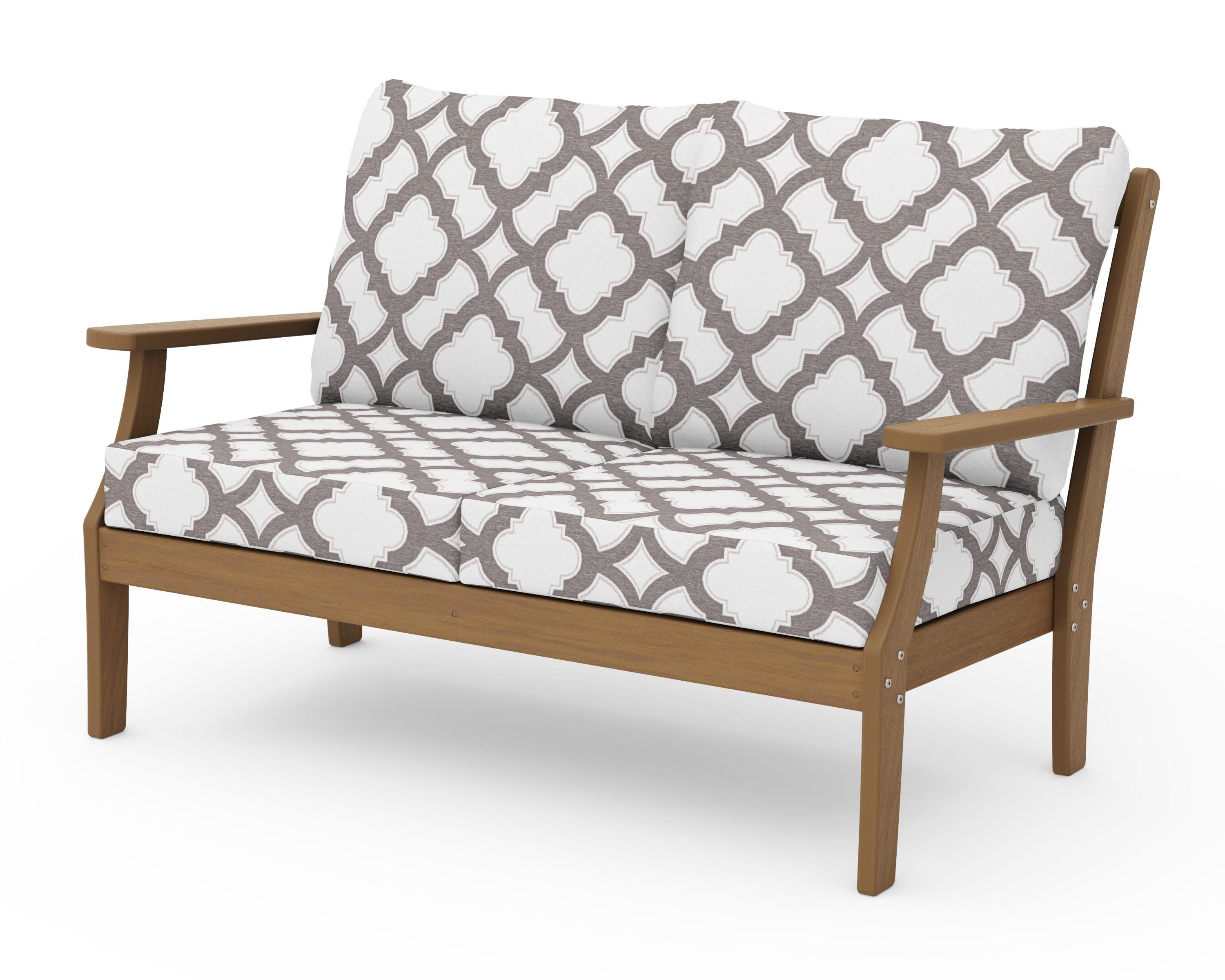 Braxton Deep Seating Loveseat in Natural / Trellis Grey Mist