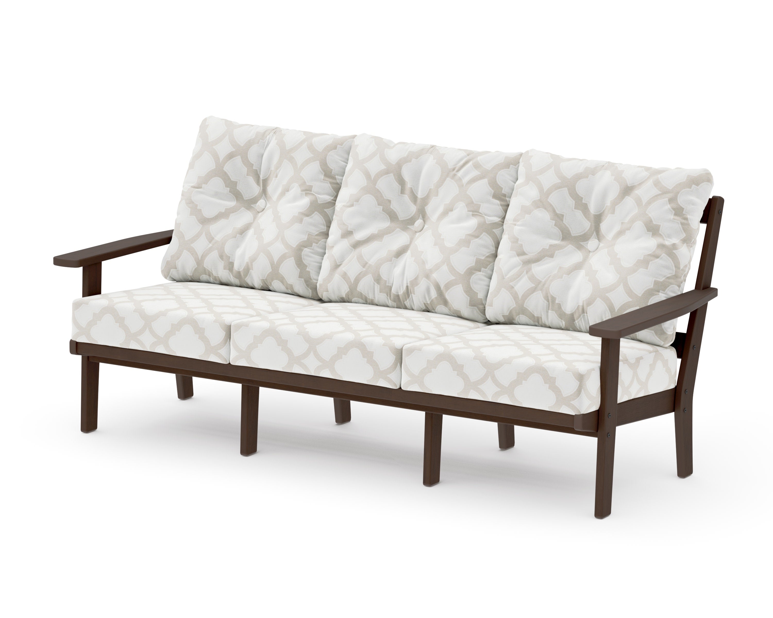 Oxford Deep Seating Sofa in Kona / Trellis Dune Burlap