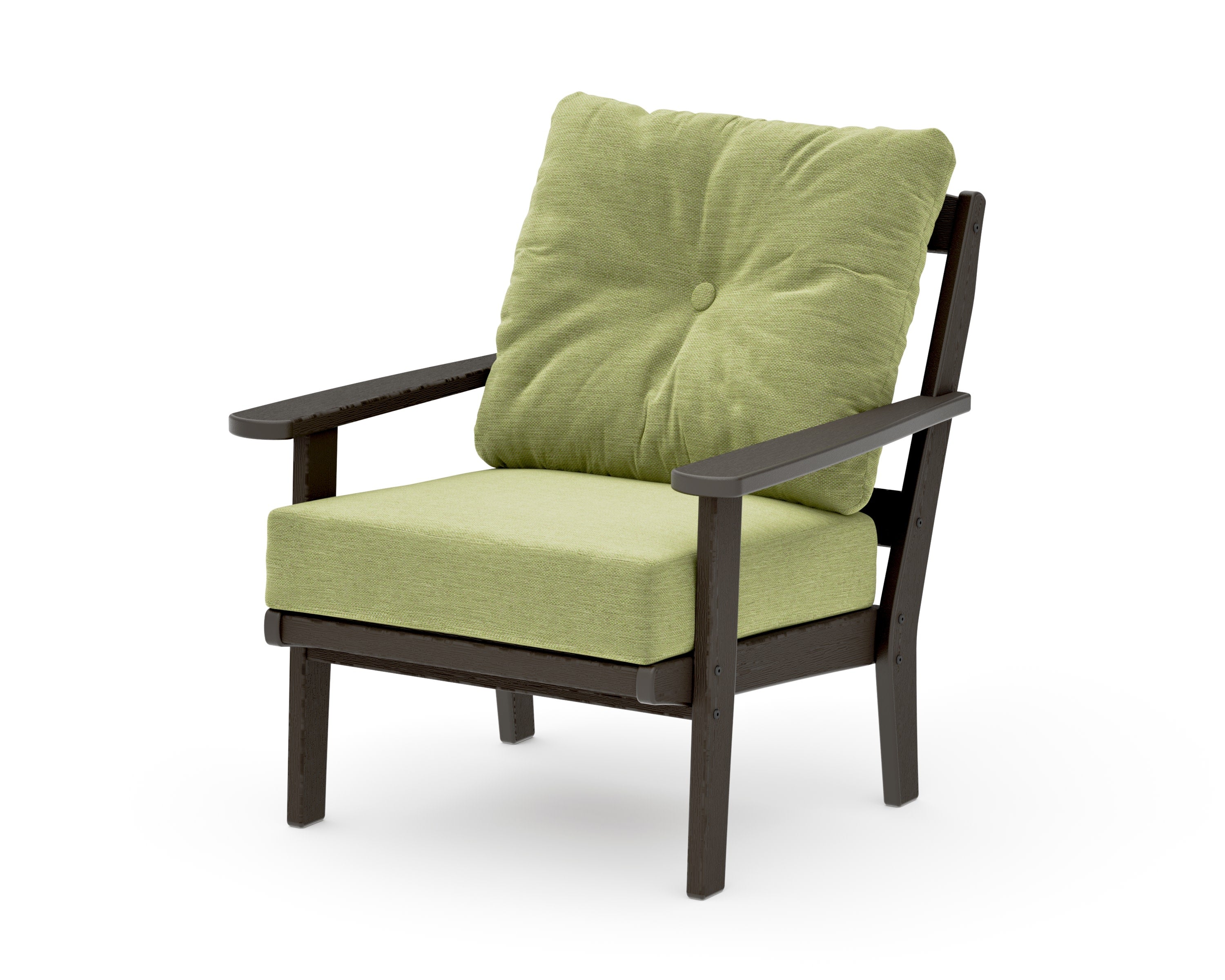 Mission Deep Seating Chair in Vintage Coffee / Chartreuse Boucle