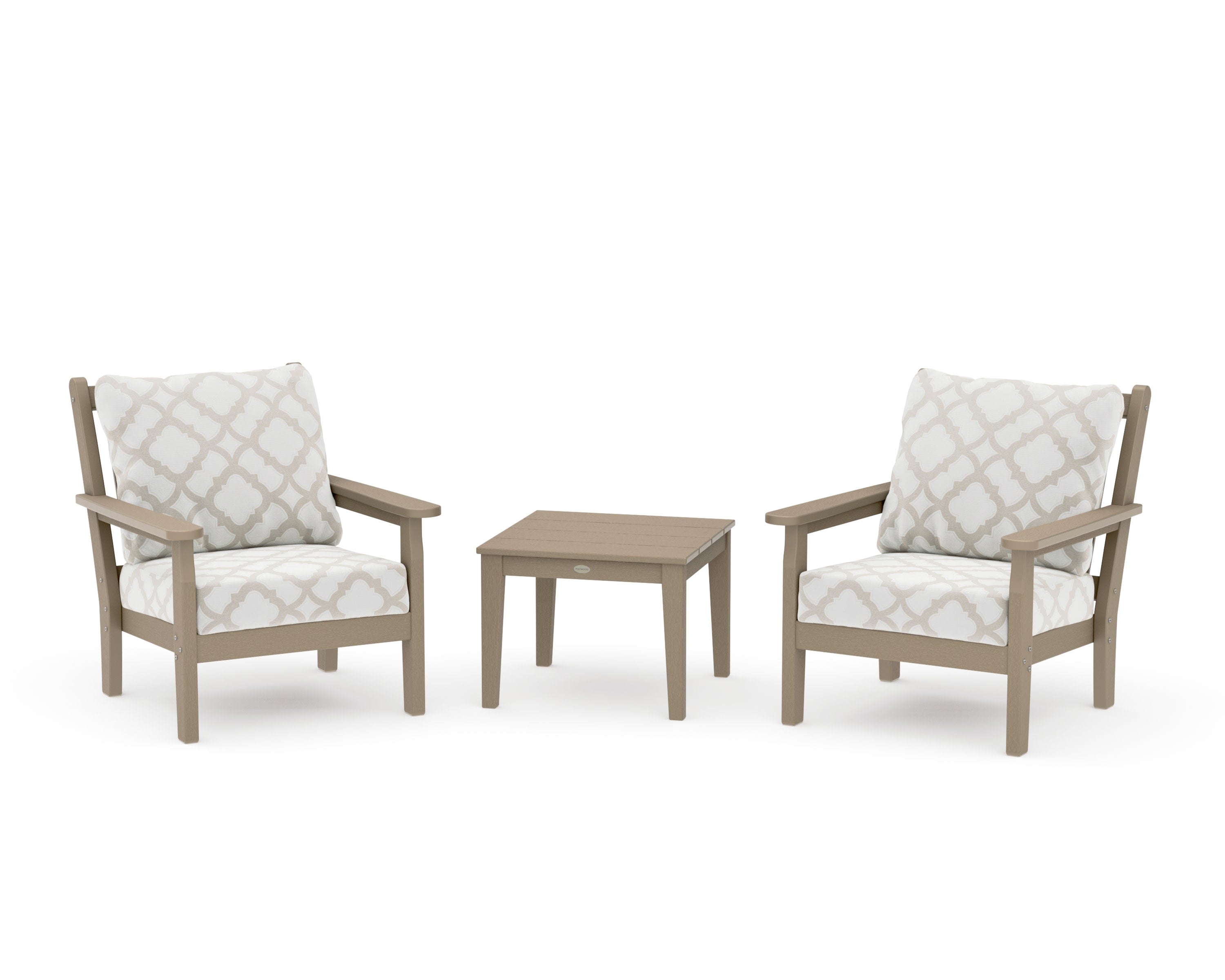 Chippendale 3-Piece Deep Seating Set in Vintage Sahara / Trellis Dune Burlap